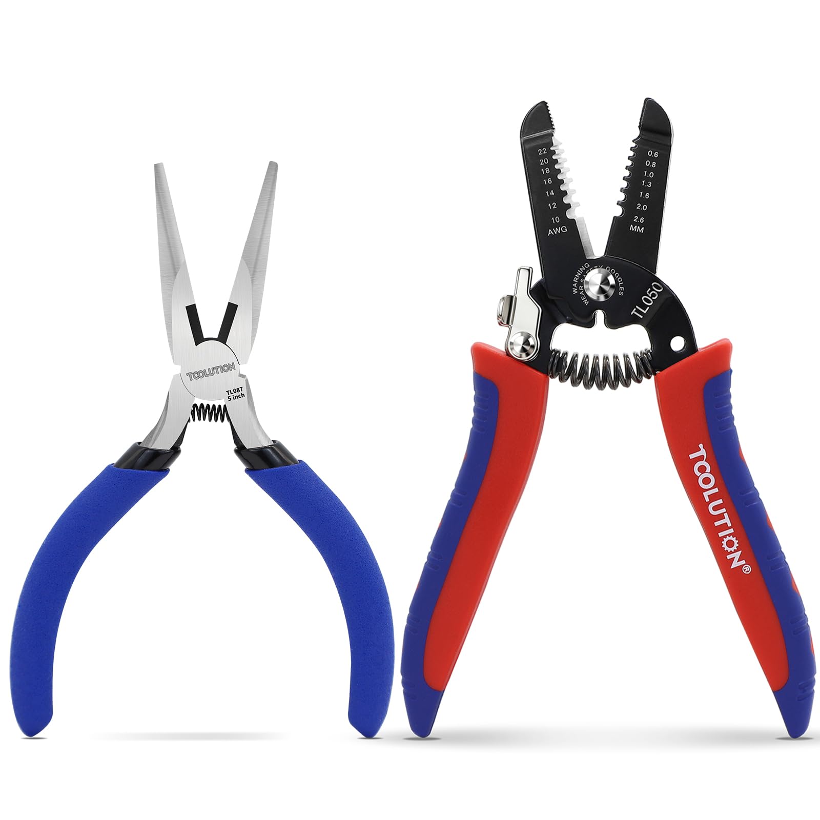 TOOLUTION 2-Piece Electrician Pliers Set Professional Wire Stripping Tool