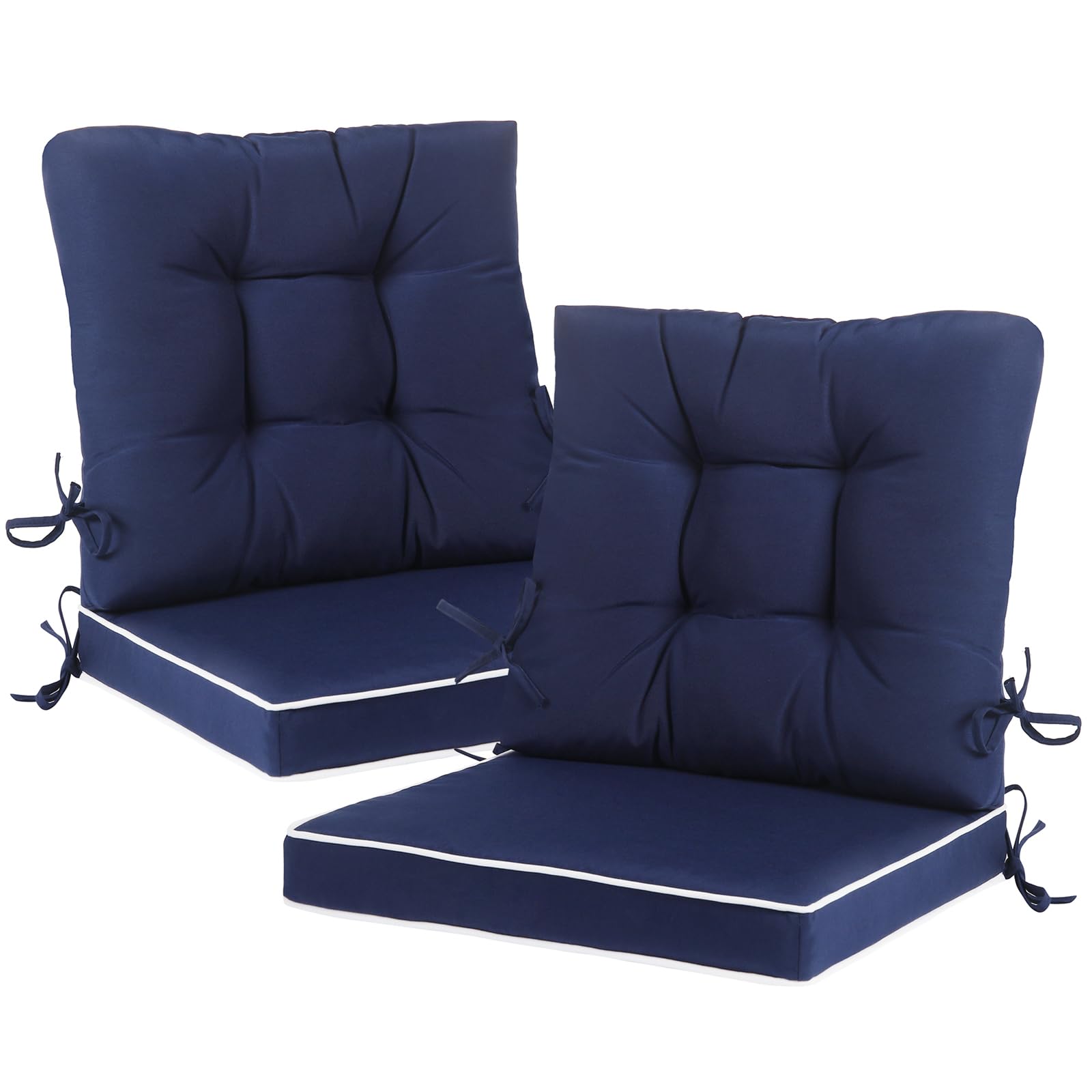 Blytieor Outdoor Patio Chair Cushions Set of 2, Water Resistant Square Seat/Back Cushions with Ties, All Weather 36"x20" Seating Cushions for Outdoor Furniture-image-4