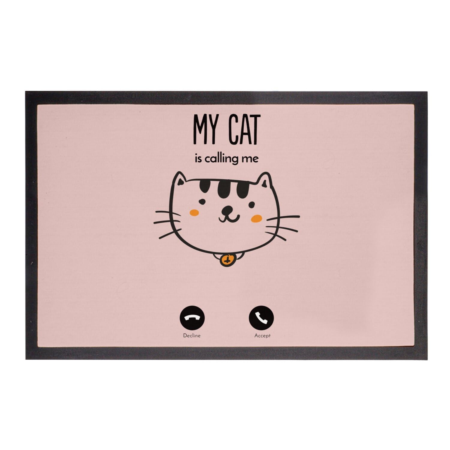 Paillasson rose My Cat is Calling Me 75x50cm pour éliminer la saleté des chaussures avec style