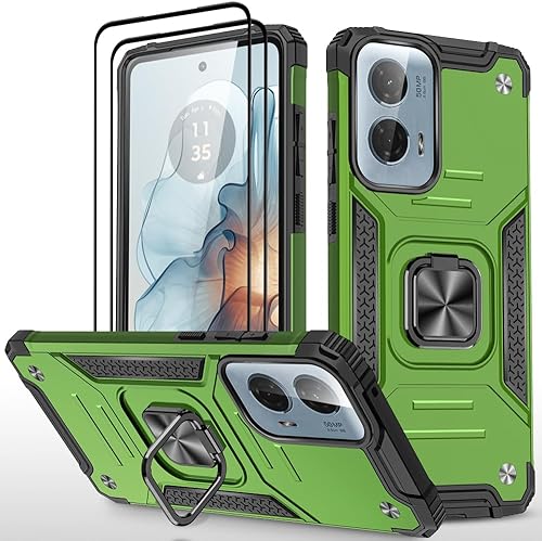 Miniatura 27 de Funda para Moto G Power 5G 2024 con 2 protectores de pantalla de vidrio templado, grado militar, doble a prueba de golpes, con funda de soporte,