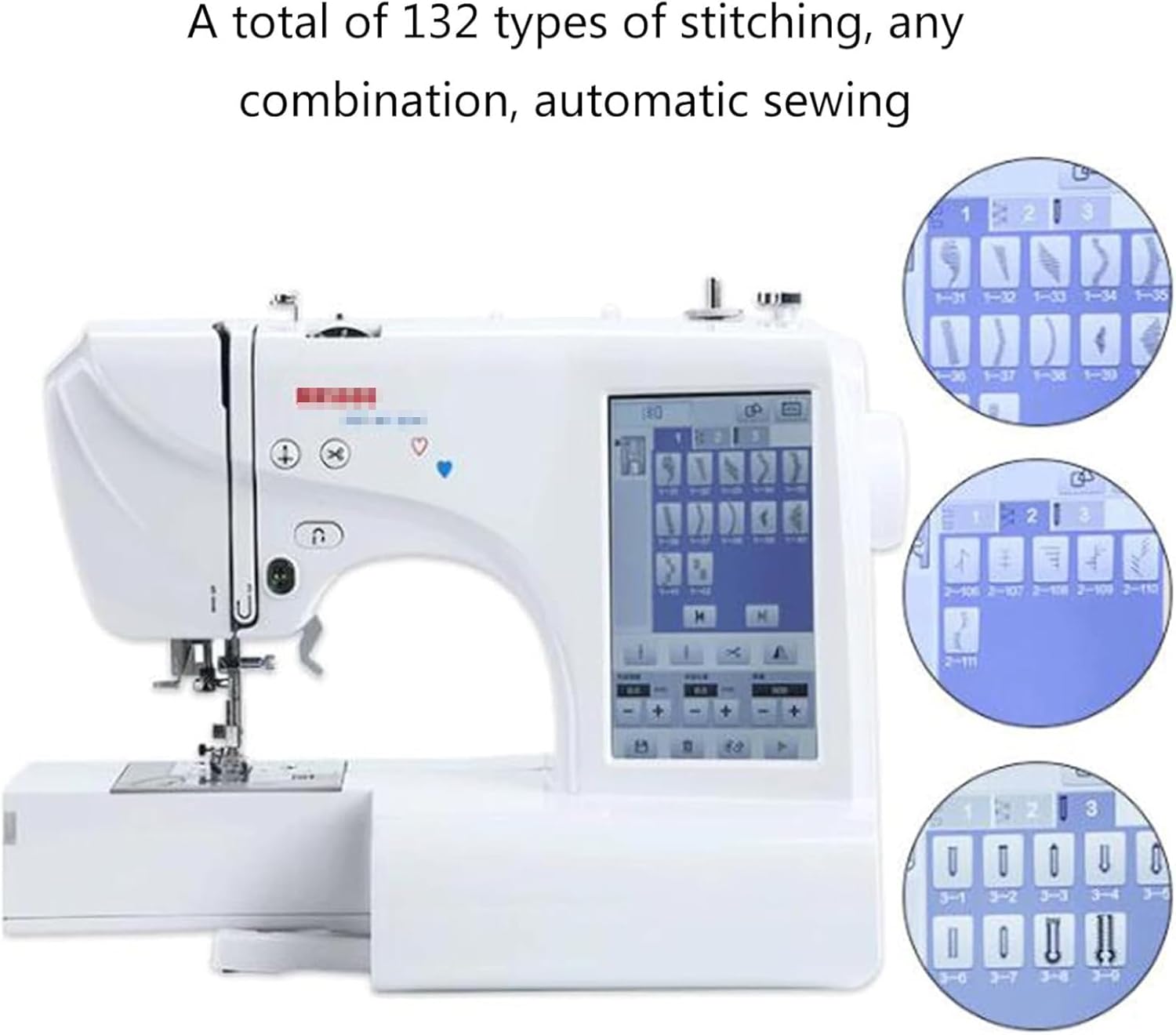 Sewing Embroidery Machine, Fully Automatic Word Embroidery Machine, Small Commercial Household All-In-One Hand Push DIY Computer Embroidery Machine,A