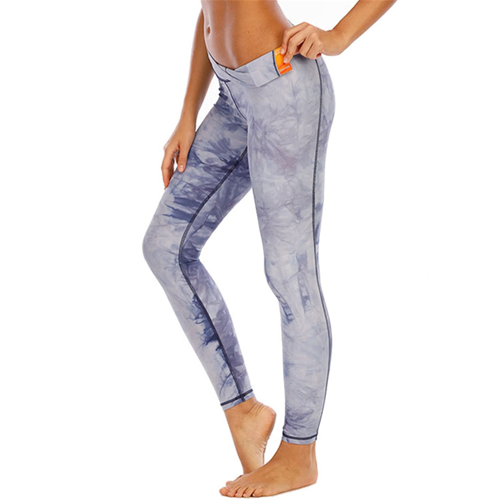 Damskie legginsy do jogi, na fitness, Damska damska Dye Drukuje Wysoką Talię Skinny Legginsy Długość kostki Treningowe Spodnie jogi Bieganie Fitness Sporty Z Kieszeniami rozciągliwe sportowe legginsy