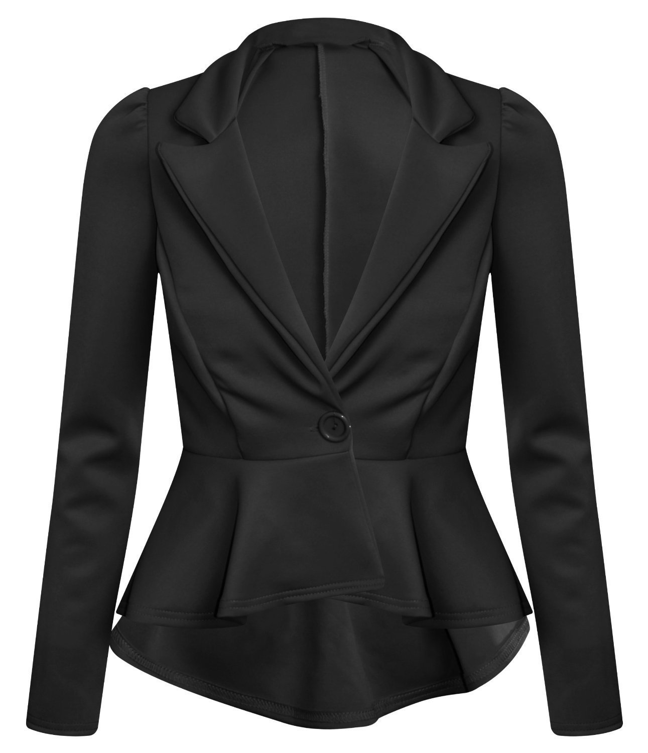 Ditzy FashionWomen's Crop Frill Shift Slim Fit Fitted Peplum Blazer Jacket Coat UK Small/Medium Black