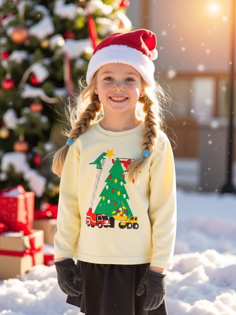 Toddler Kid Xmas Tree T-Shirt Santa Claus Print Long Sleeve Shirt Top 2-7t