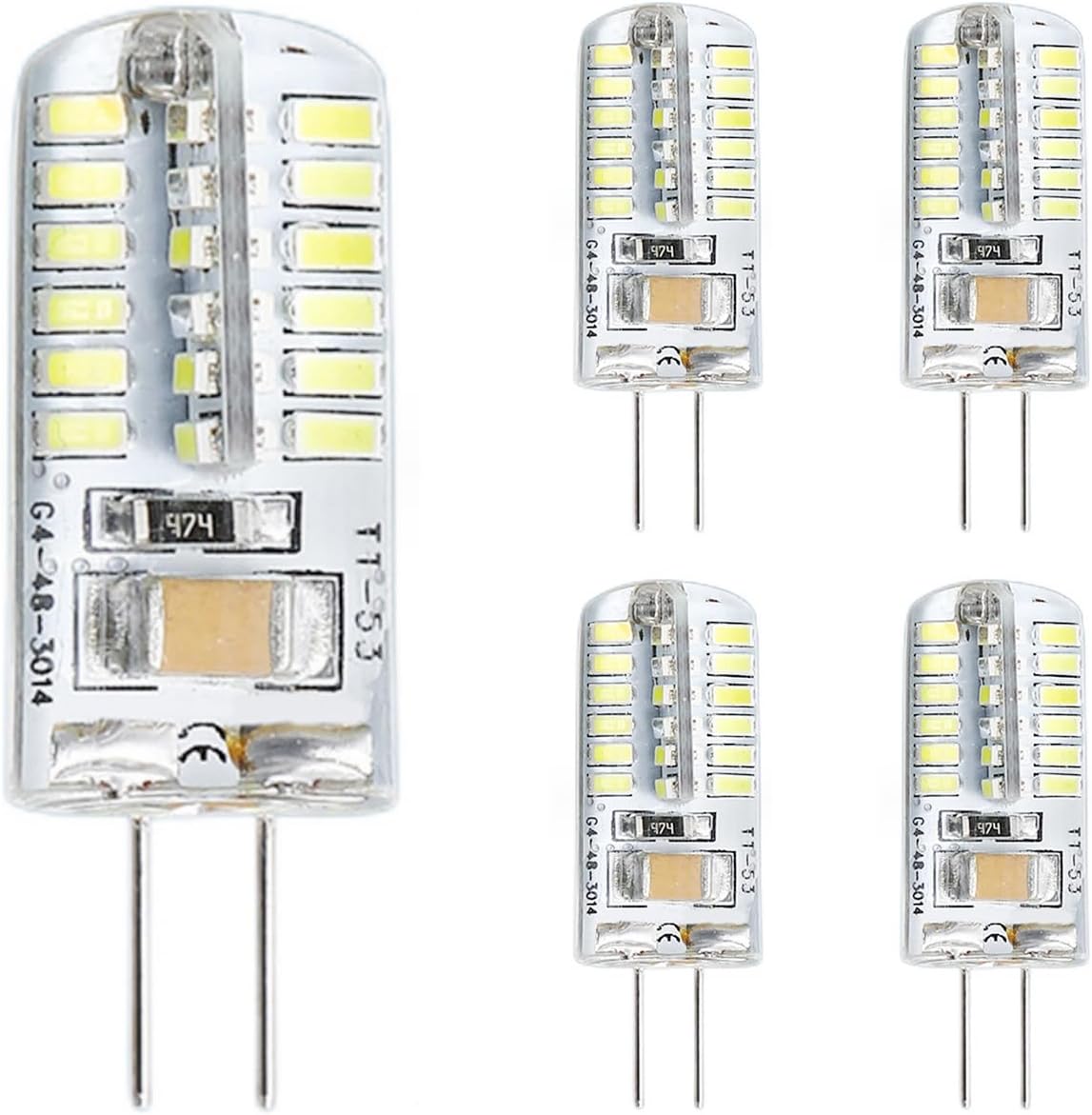 5pcs G4 LED Bulb 12V 4W AC/DC Landscape Light Bulbs Bi-Pin Base LED Landscape Light Bulbs G4 Bulb LED Lighting Equivalent to 20W-30W T3 Halogen Replacement (Warm White 3000K)