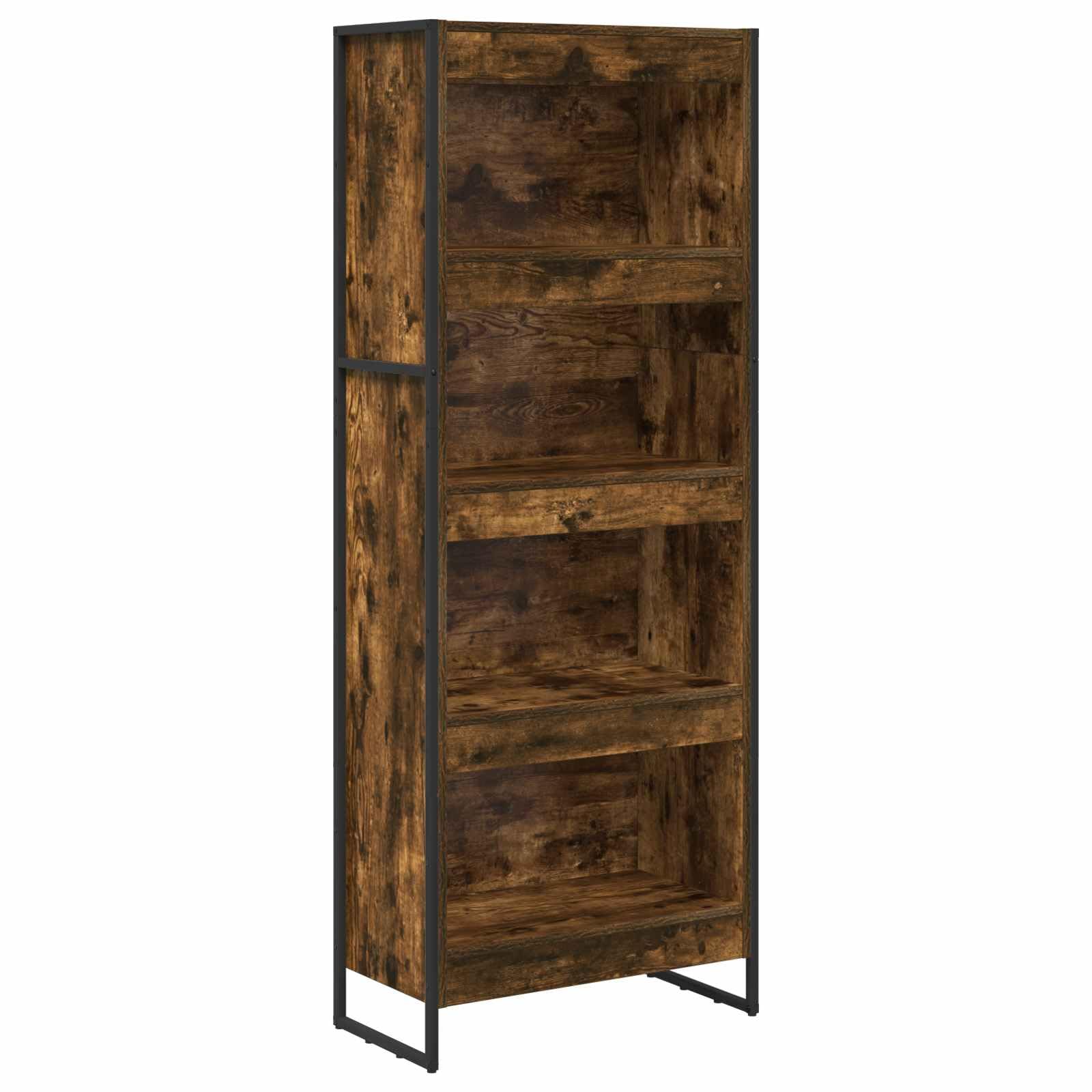 Raucharbe Regał na książki 60 x 30 x 155 cm, przemysłowy regał stojący z materiału drewnopochodnego z 3 półkami, stabilny do salonu, biura, sypialni