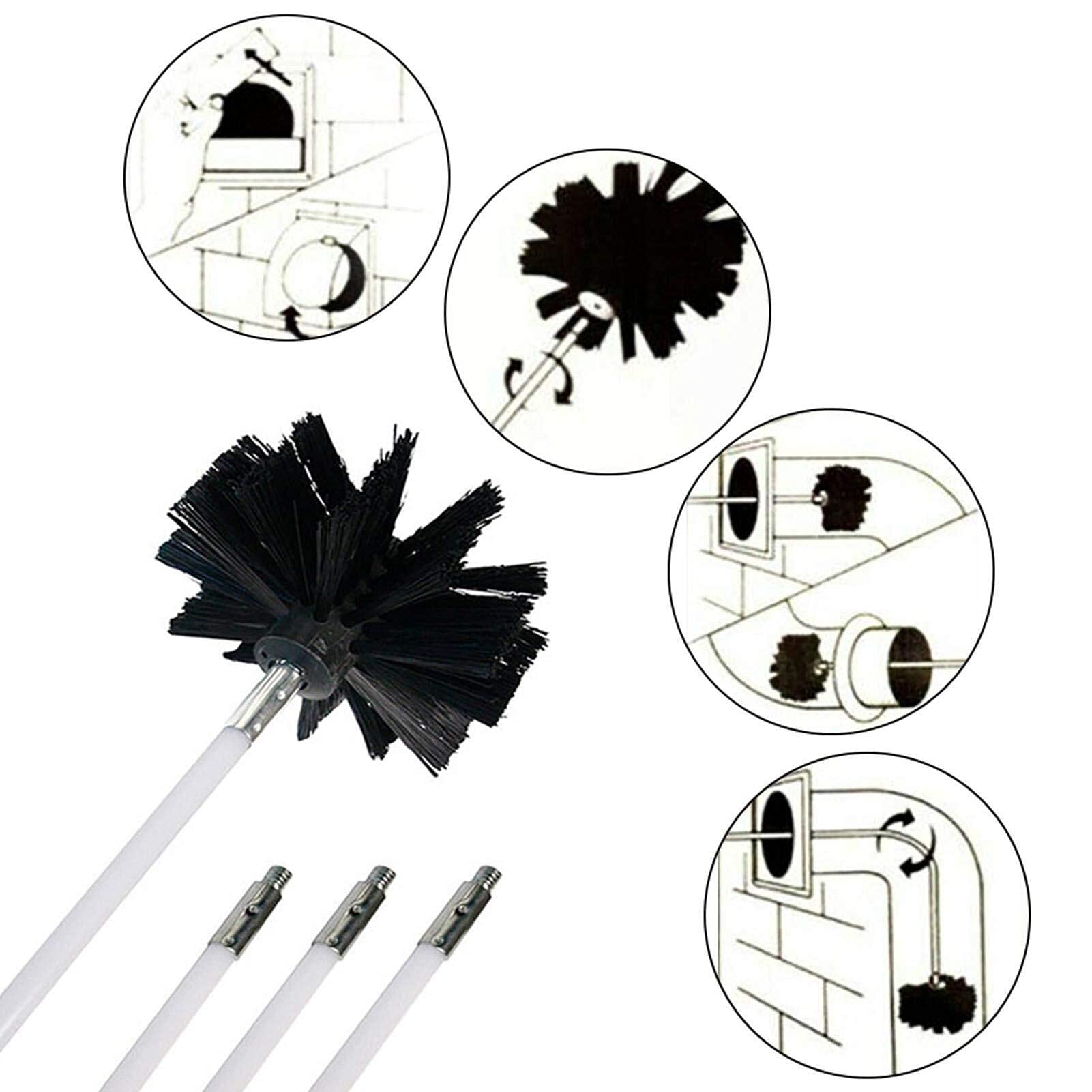 Canne per Canne Fumarie Flessibili in Nylon Kit Spazzacamino Spazzacamino Strumento per La Pulizia della Fuliggine Adatto per Canne Fumarie Camino Stufa Kit Pulizia Camino