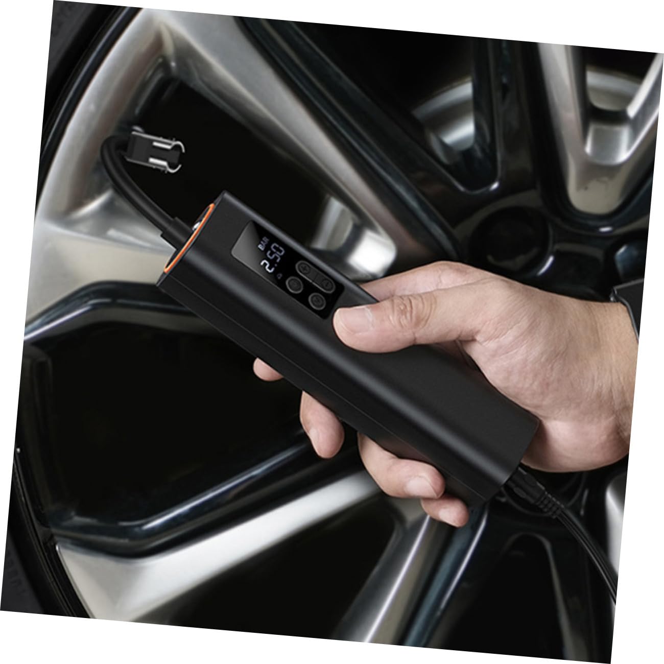SOLUSTRE Mini Bomba Eléctrica Portátil para Neumáticos de Coche y Bici | Pantalla Digital Presión, Negro, Cobre Abs Goma, para Senderismo y Camping