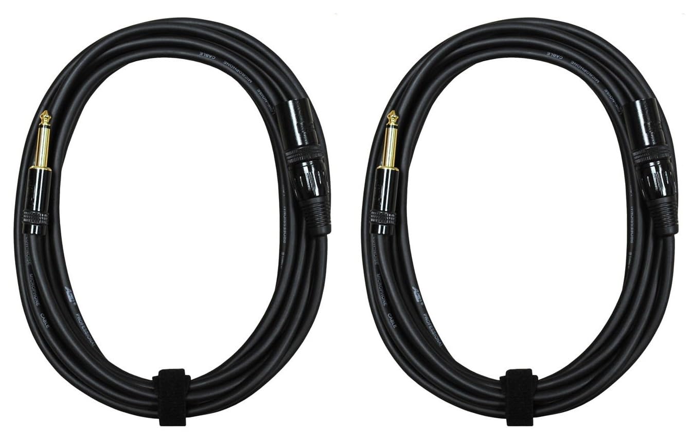 Audio2000'S E05150P2 Two-Pack 50-Feet Gold-Plated 1/4-Inch TS to XLR Male Stage/Recording/Patch/Audio Cables (Total Two 50-Feet Cables)