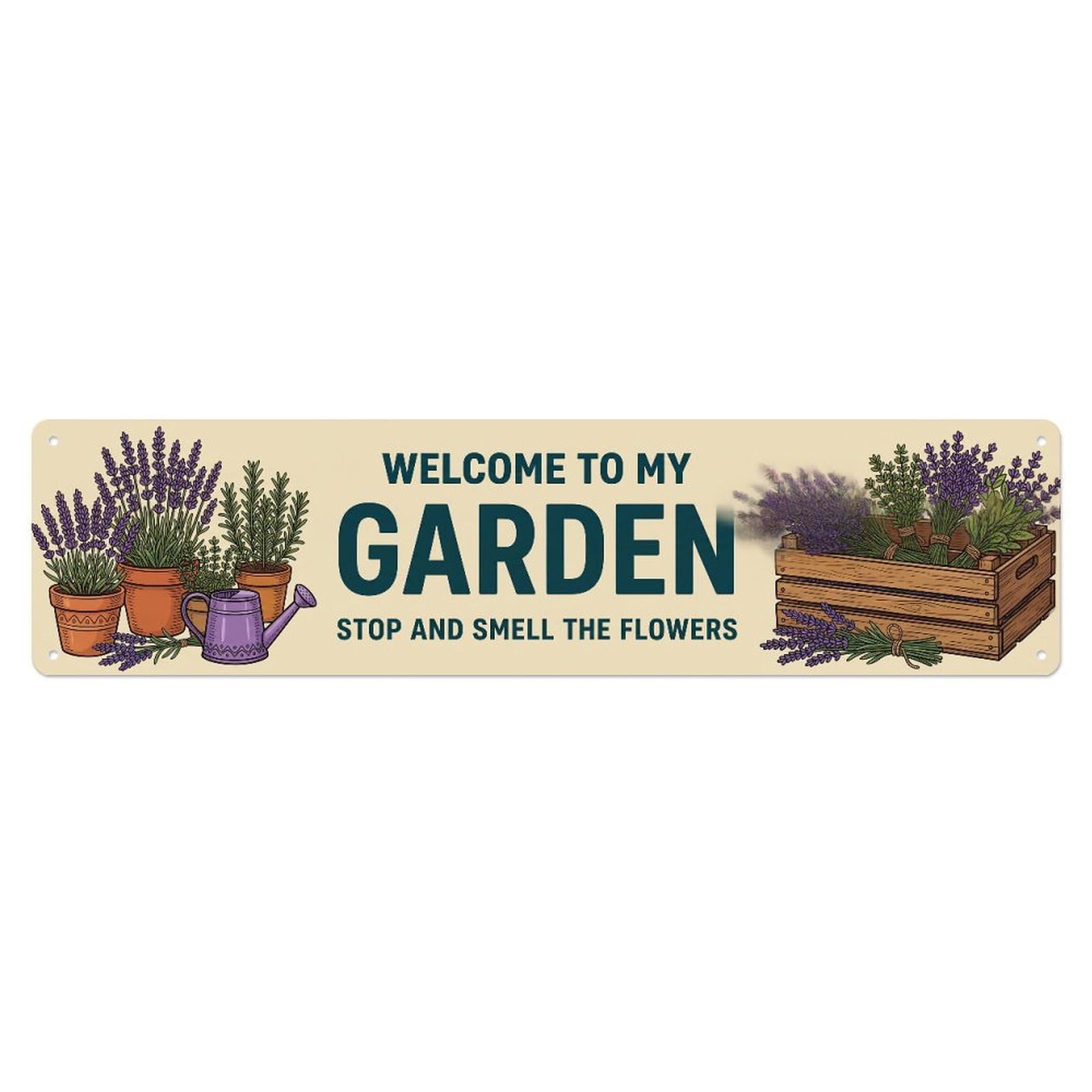Metal Tin Sign Retro Garden Welcome Lavender Cottage