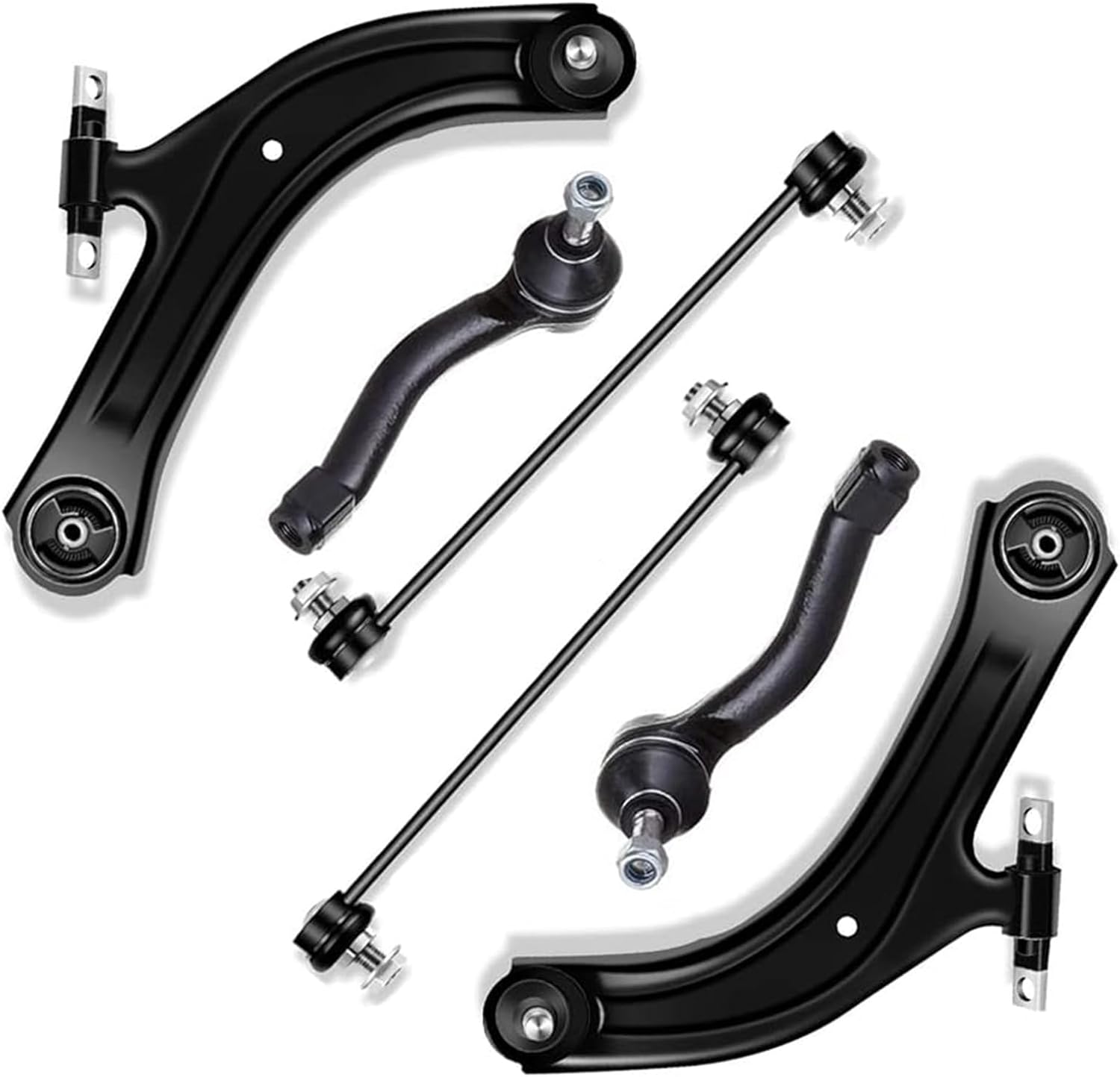 SCITOO 6pcs Front Lower Control Arm And Ball Joint Sway Bar Link Outer Tie Rod End Kit Fit 2007-2012 for Nissan Sentra K620373 K620374