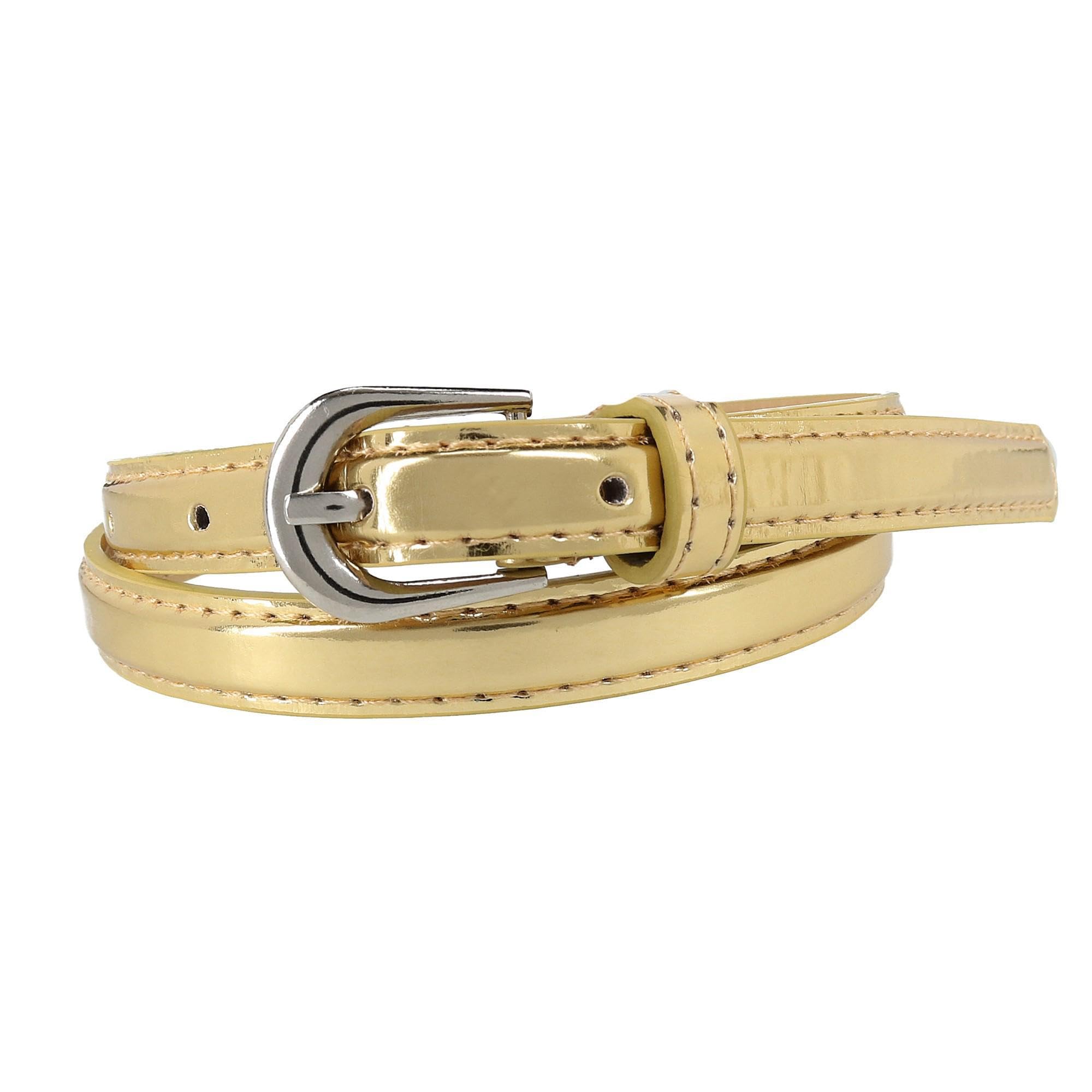 CTM Kid's 1/2 Inch Skinny Dress Belt, Large, Gold