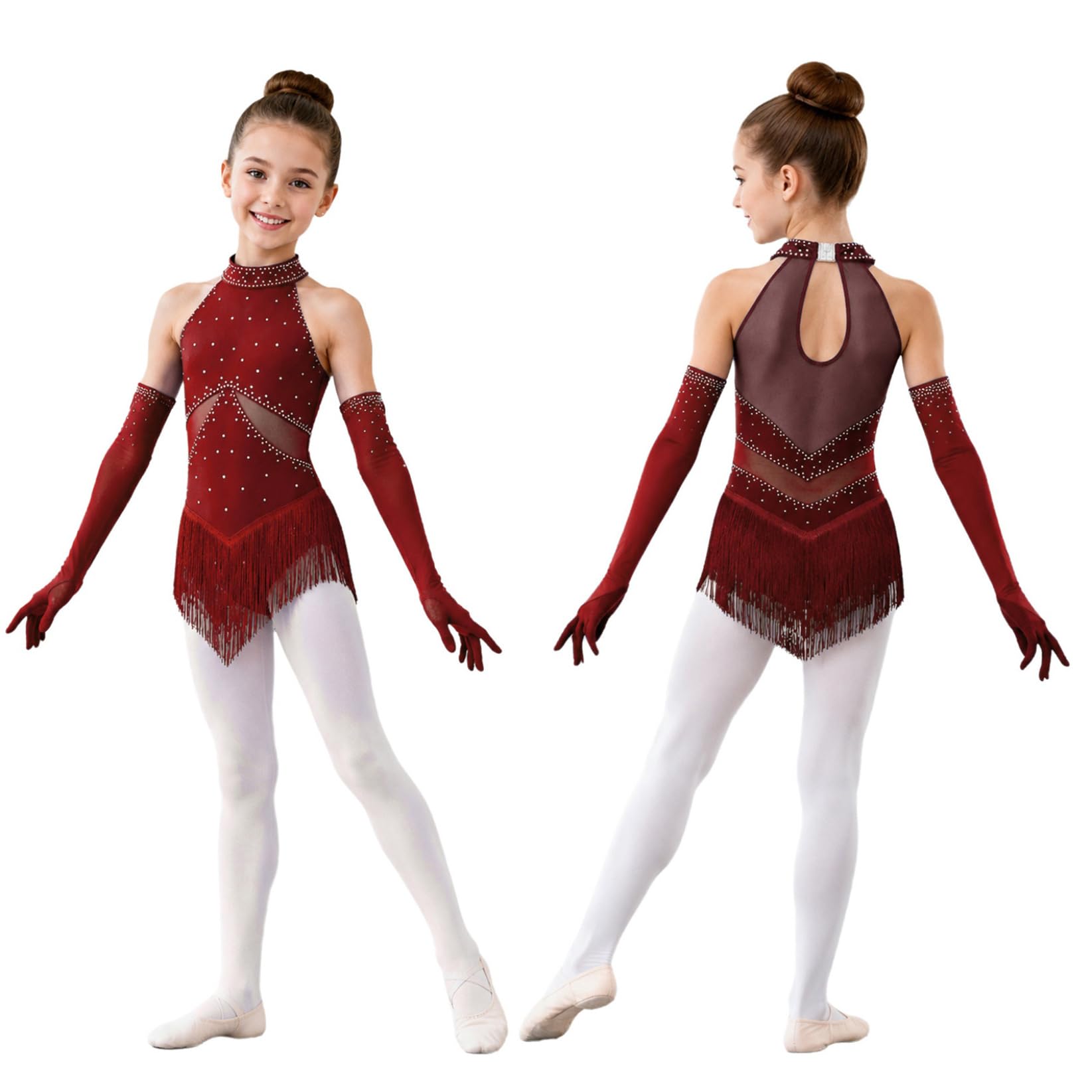 TTAO Bambina Set Abiti Pattinaggio Insemi Ballo Abbigliamento da Latino