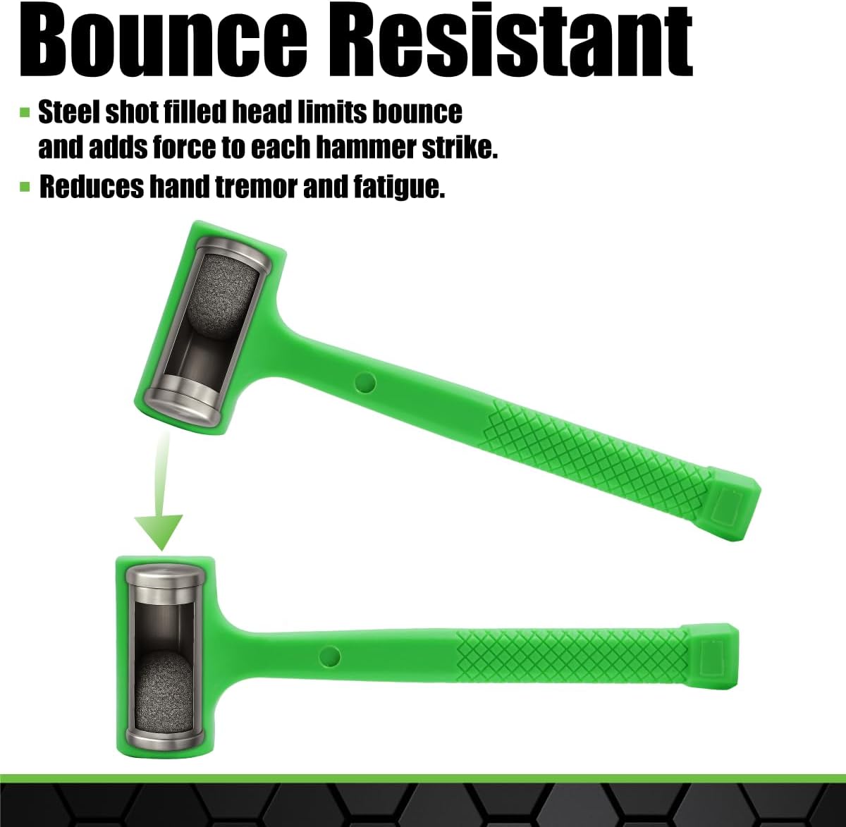 GRIP 3 pc Deadblow Multi-Purpose Hammer Set - 12 oz Brass Hammer, 1 lb Ball Peen Hammer, 1/2 lb Deadblow Mallet - Metal Shaping - Home, Garage, Workshop