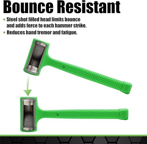 Miniatura 6 de GRIP - Juego de martillos multiusos Deadblow de 3 piezas, martillo de latón de 12 onzas, martillo de bola de 1 libra, mazo Deadblow de 1/2 lb -