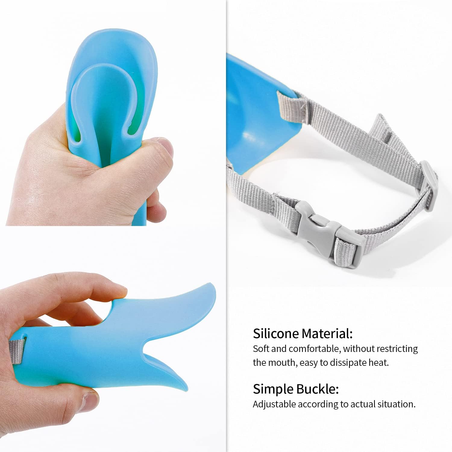NACOCO Anti Bite Duck Mouth Shape Dog Mouth Covers Anti-Called Muzzle Masks Pet Mouth Set Bite-Proof Silicone Material (Blue, S) image 3