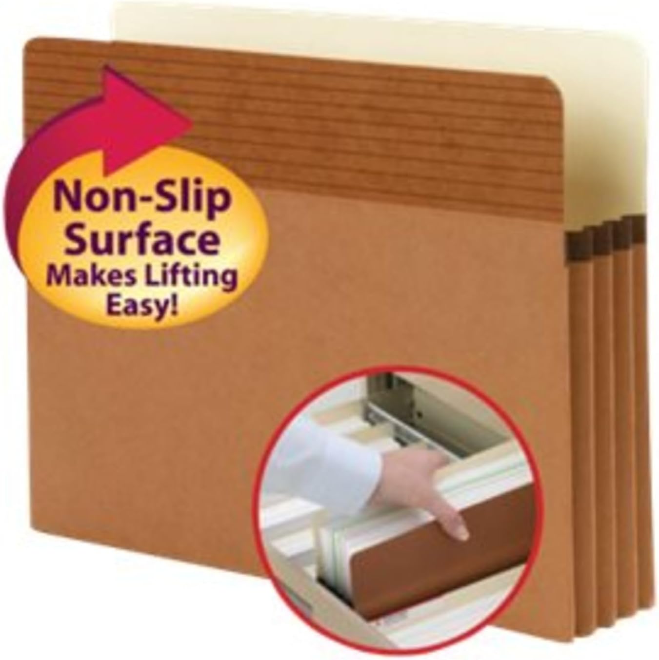 Smead Easy Grip® File Pocket, Straight-Cut Tab, 3-1/2" Expansion, Letter Size, Redrope, 25 per Box (73208)