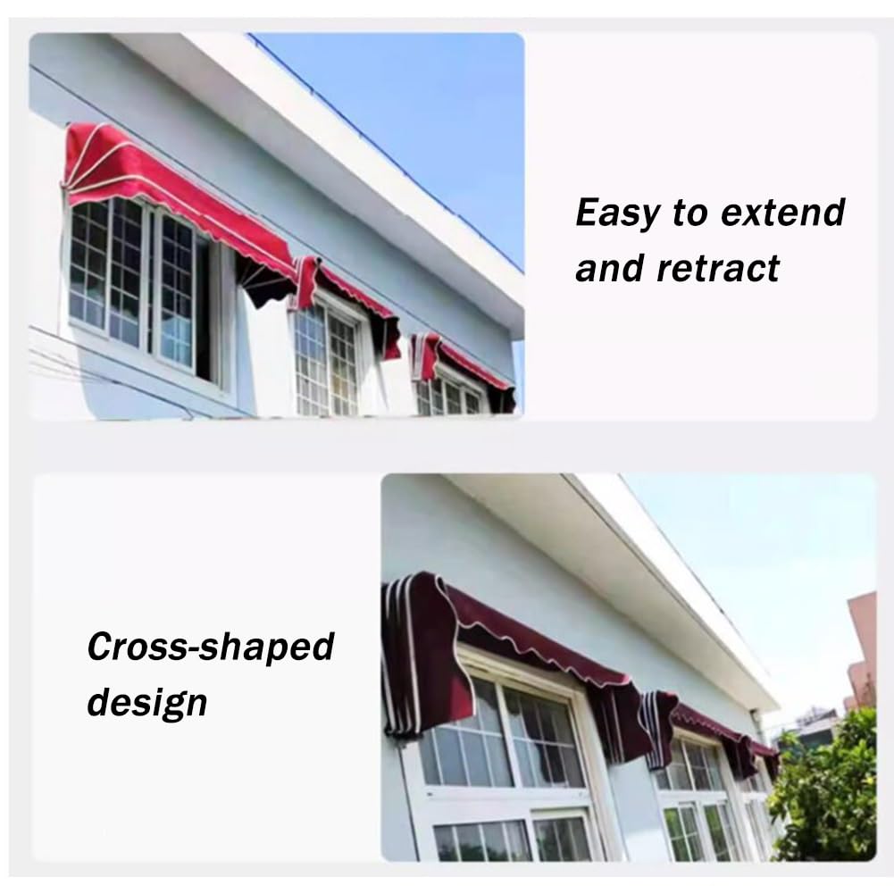 Tenda da patio retrattile, baldacchino pieghevole manuale con staffa zincata, riparo in tessuto impermeabile resistente ai raggi UV per porta anteriore esterna