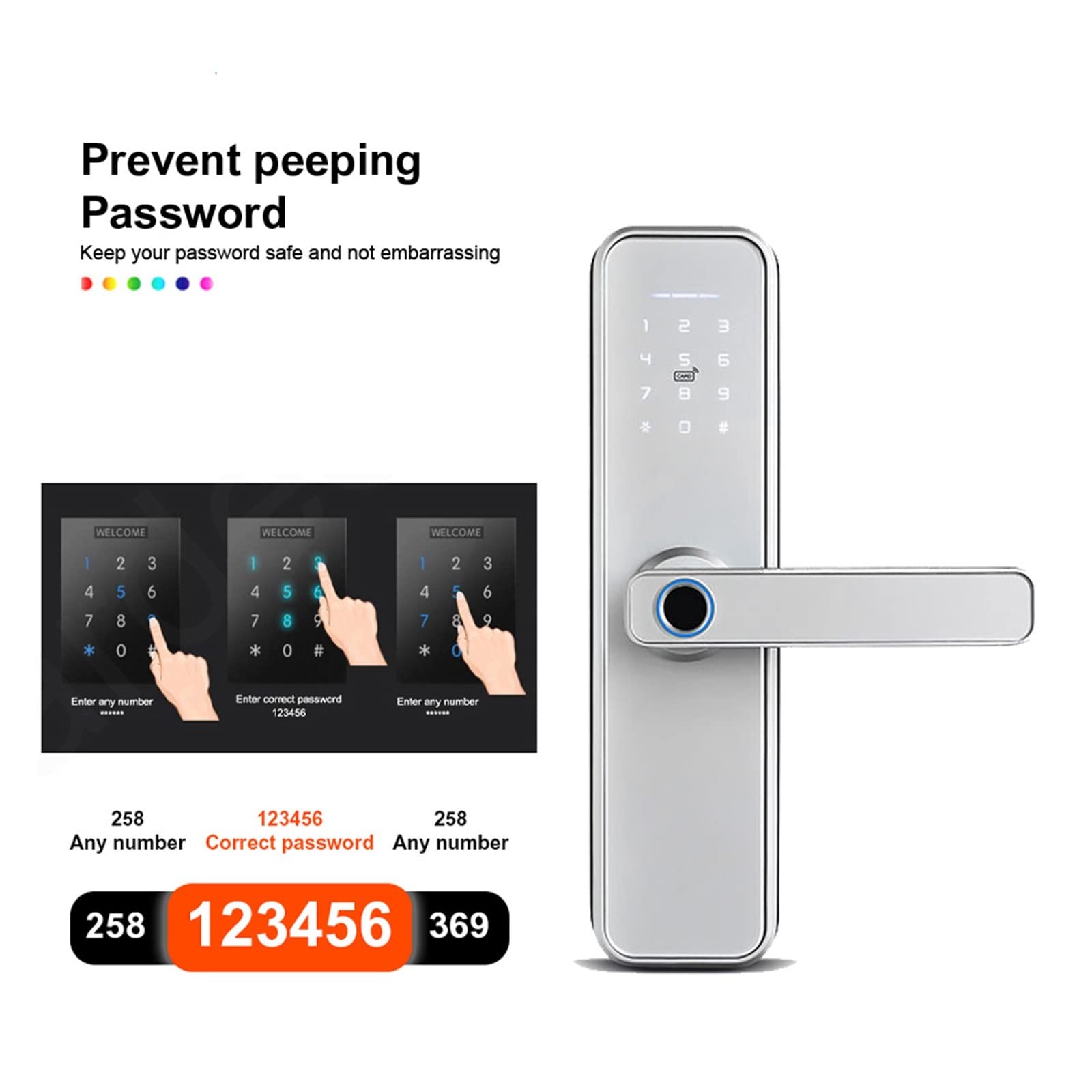 Serrure connectée,Smart Lock Tuya biométrique Empreinte Digitale Intelligente Porte casier hôtel entrée sans clé poignée de Maison App déverrouiller Serrure Intelligente numérique(240 5050)