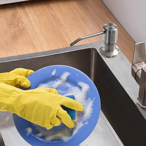 Miniatura 7 de Dispensador de jabón para fregadero de cocina, dispensador de jabón integrado con botella de 17 onzas, repuesto del dispensador de jabón para