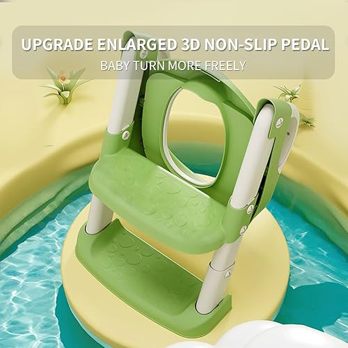 Miniatura 7 de Asiento de inodoro de entrenamiento para niños y niñas, asiento de inodoro con escalera, asiento plegable para inodoro con diseño antideslizante,