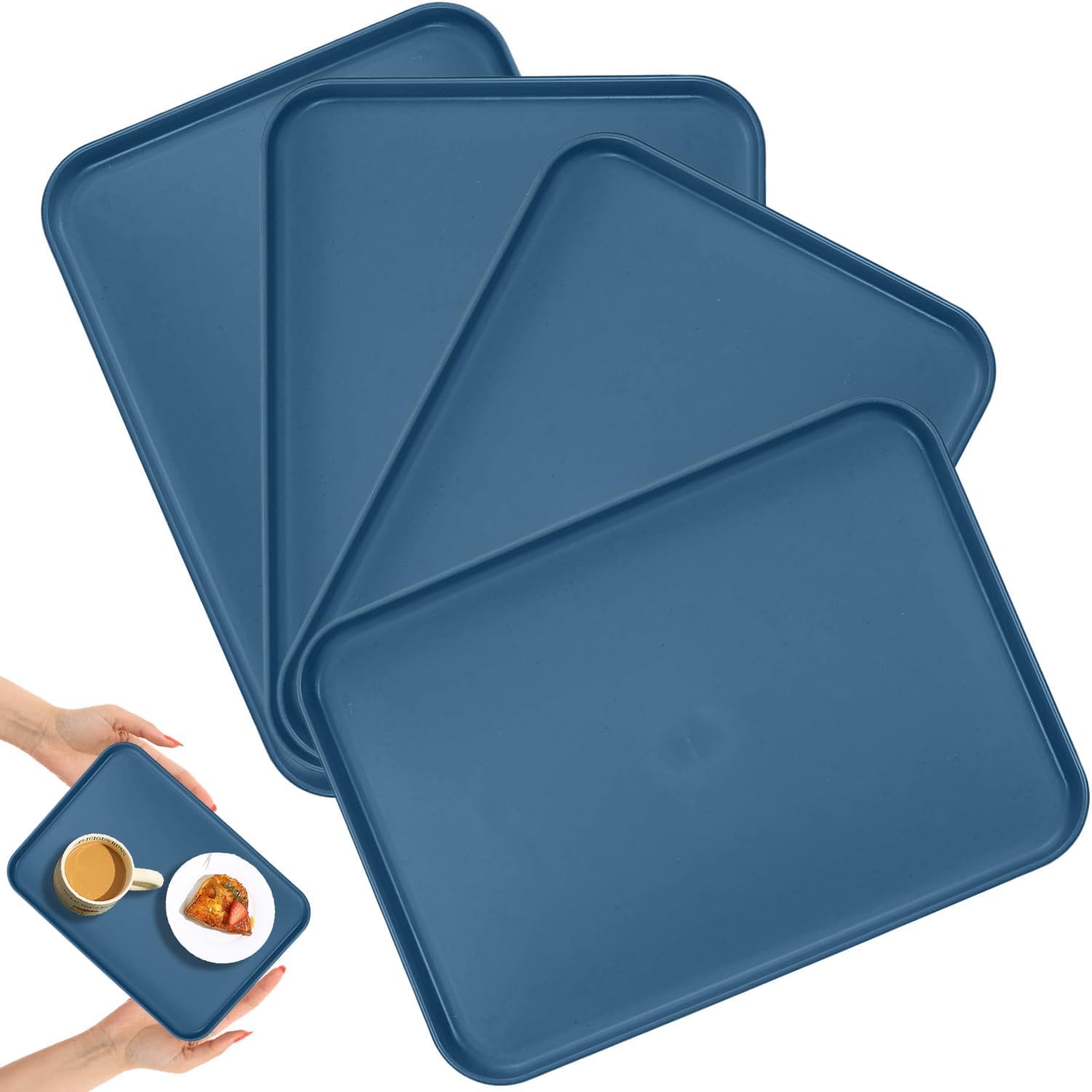 Serving Trays for Parties – 15'' Rectangle Food Trays for Dinner, Lunch, Fast Food – Decorative Plastic Tray for Kitchen Counter, Coffee Table, Catering & Events (2, Blue) — Amazon image 11