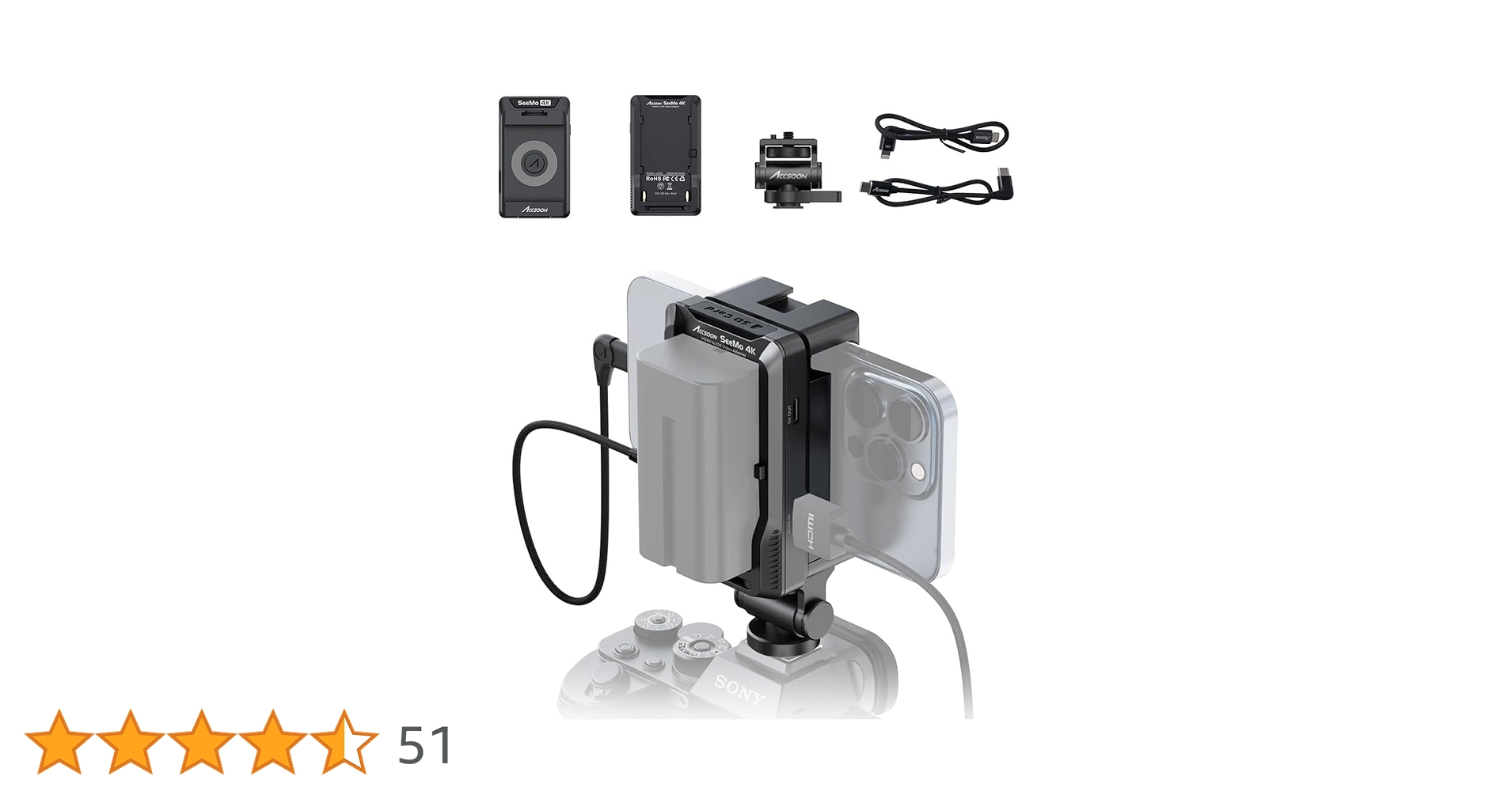 Amazon | Accsoon SeeMo 4K HDMI ビデオ トランスミッター アダプター