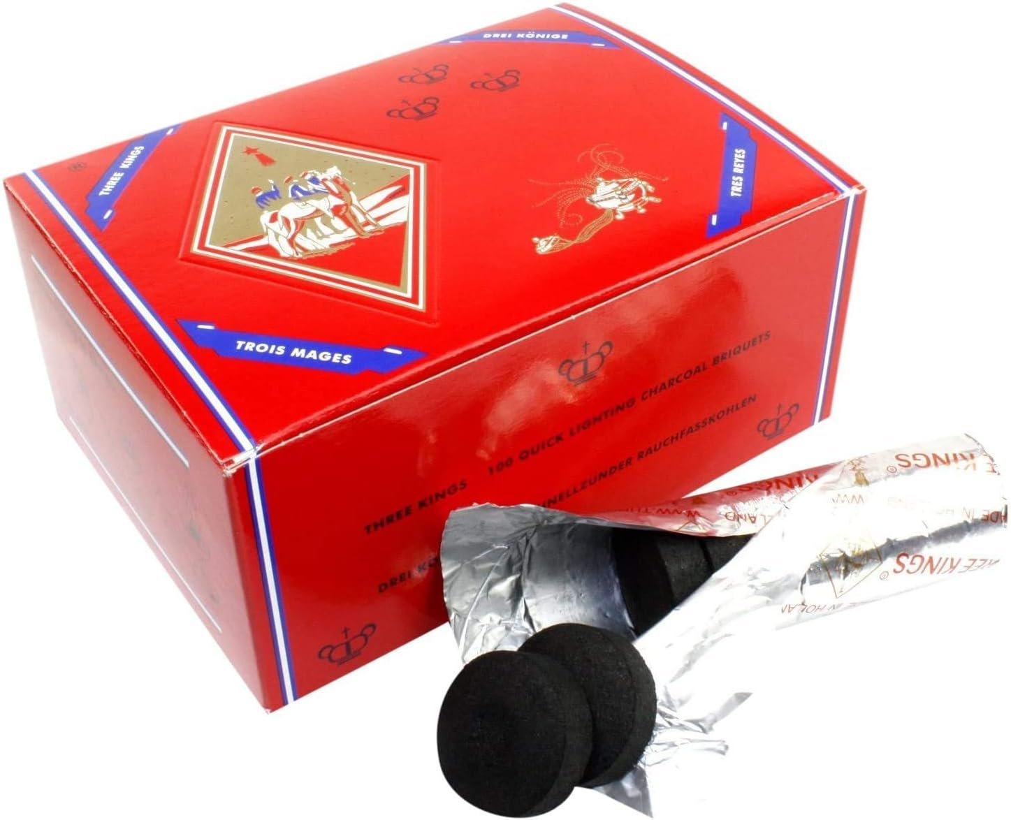 33 mm Premium Hookah Incense Charcoal Coals (3) Boxes, Total 300 Coals