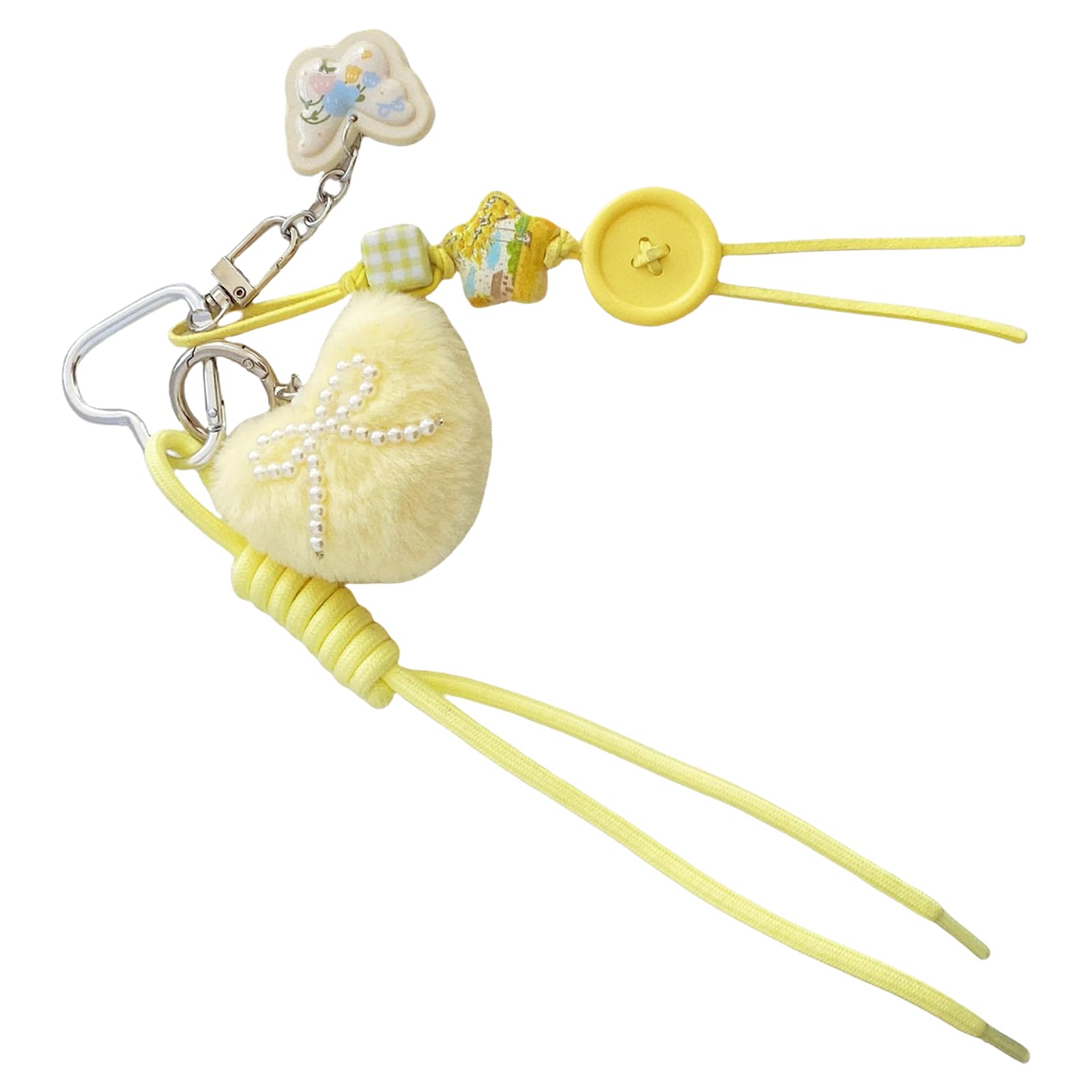 Buxuaaaa Adorable Heart Shape Keychain Accessory Backpack Charm Plush Texture Soft Toy Keyrings Suitable for Bags or Car Keys Trendy Women Accessories