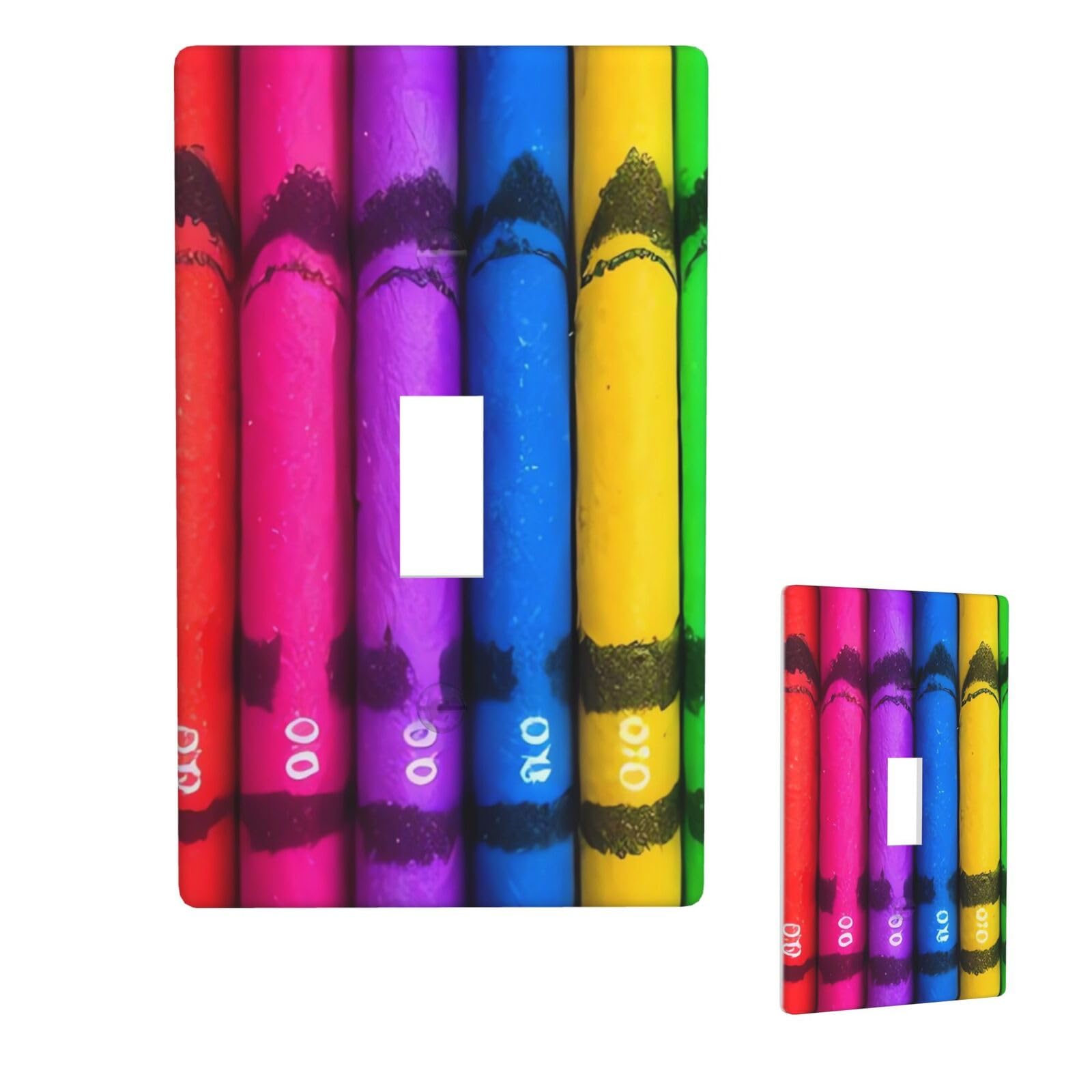 1 Gang Single Toggle Wall Plates, Unbreakable Decorative Light Switch Plate Covers Colored Crayons Electrical Switchplate Cover Faceplate For Bathroom Kitchen Decor