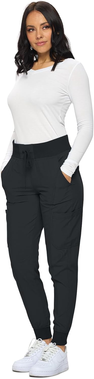Womens Jogger Scrubs Ribbed Jogger Scrub Pants for Women - Image 3