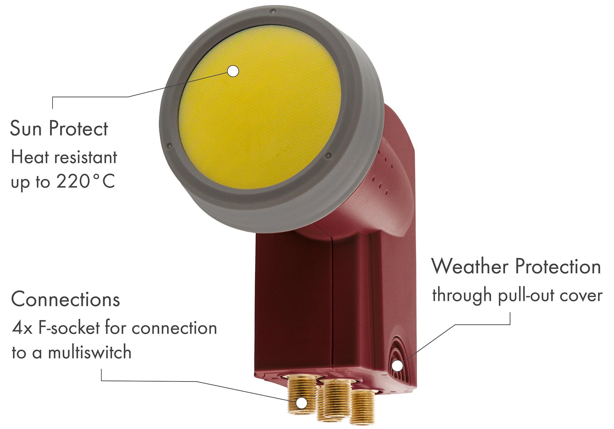 Schwaiger Quattro LNB 40mm Sun Protect Ziegelrot