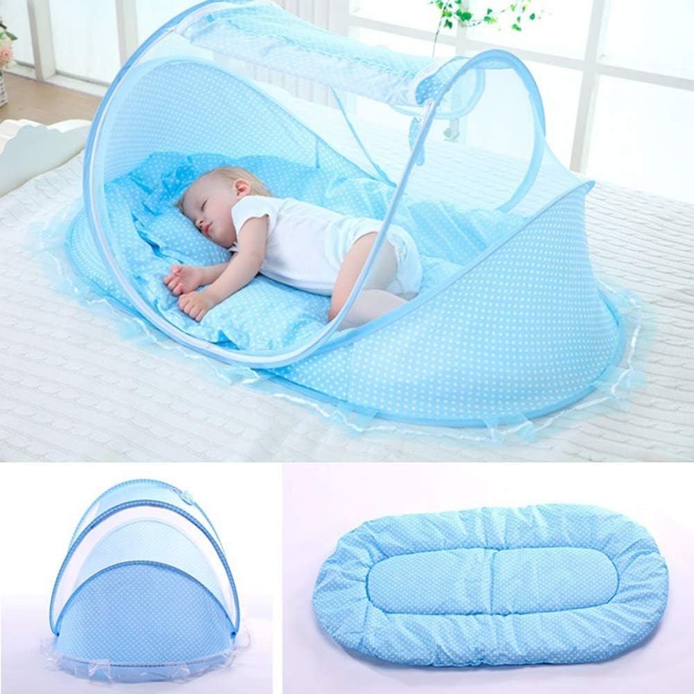 Foldable Mosquito Net for Bed with Blackout Canopy, Portable Baby Bed Net Newborn Travel Bed Protect Baby from Anywhere at Home, Travel & Sleep Cover (Green 4)