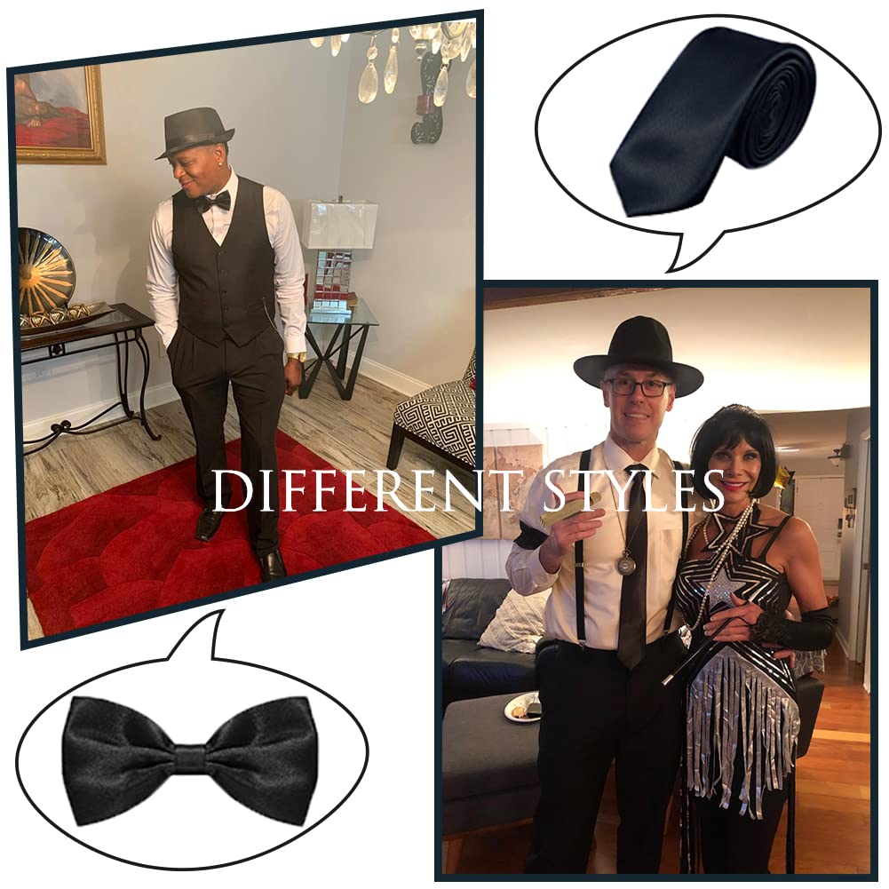 YADODO Gatsby Accessories Men 1920s Accessories for Women Reverse Role Playing 1920s Mens Costume Gangster Accessories Roaring with Pocket Watch/Fake Moustache/Fedora Hat for Men Halloween Christmas - Image 4