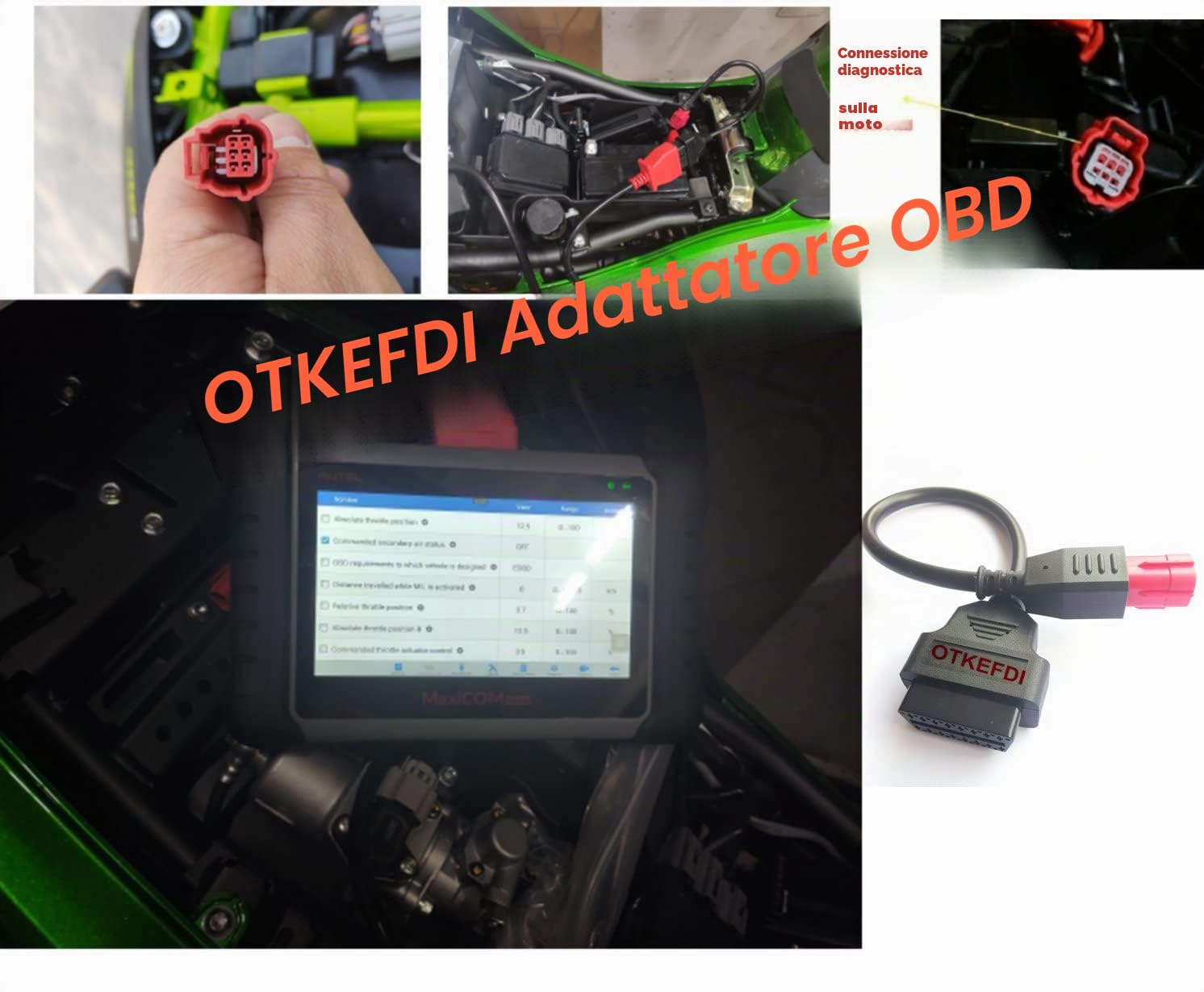 6 Pin OBD Motorbike Adattatore,Euro5 6Pin Motor Bike Motorrad Diagnostico OBD2 Motorcycle K-Line CAN-Bus Cavo per Yama-ha Hon-da Su-zu-ki BENE-LLI