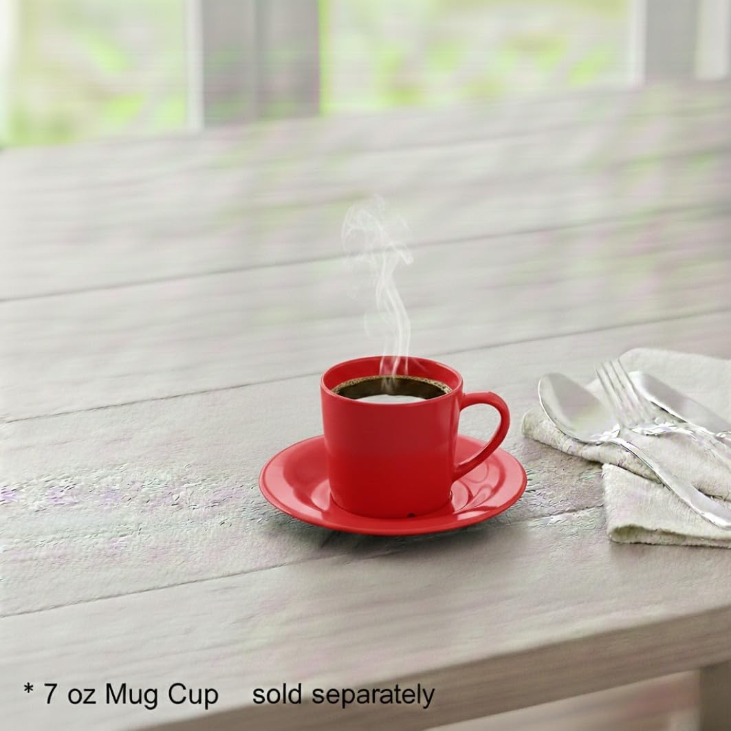TrueCraftware- 5-1/2” Saucer Melamine Pure Red Color Set of 12 for Bouillon Cup/Mug Cup - Dishwasher Safe Break-Resistant Appetizer Dessert Plates Coffee Cup Saucers Drinkware Home Cafe Restaurants