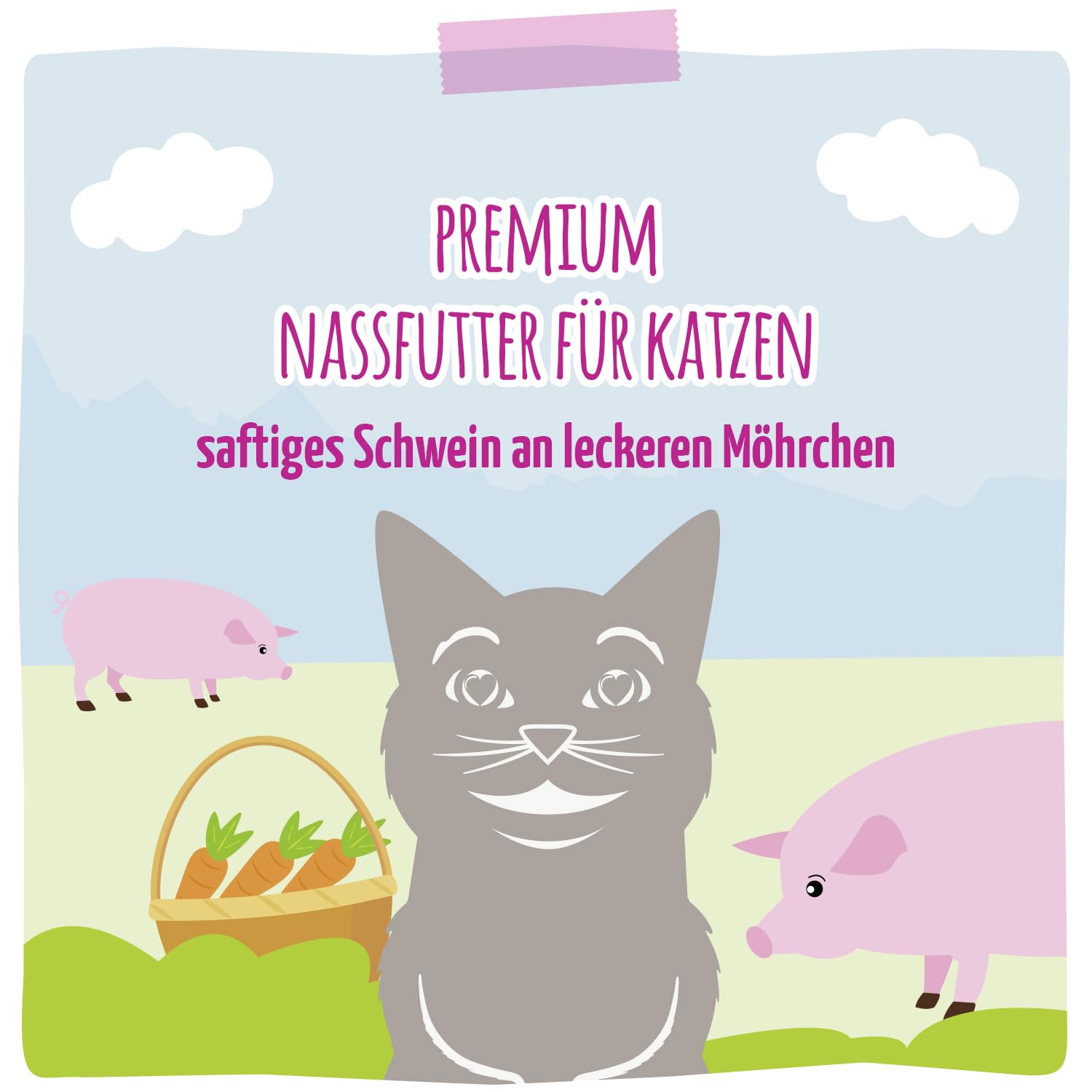 MjAMjAM - Premium Nassfutter für Katzen - saftiges Schwein an leckeren Möhrchen, 6er Pack (6 x 400 g), getreidefrei mit extra viel Fleisch – Ansicht 5