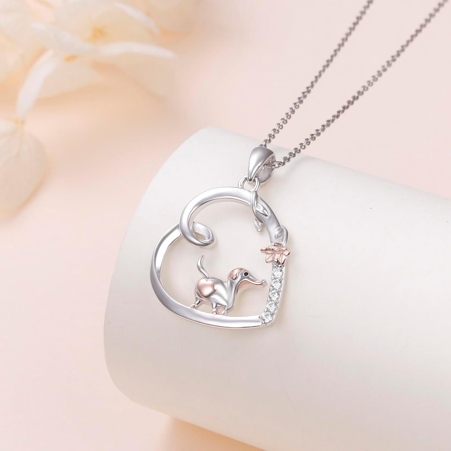 Alphm Heart Animal Necklace for Women 925 Sterling Silver Giraffe/Bunny/Squirrel/Panda/Hedgehog/Ladybug/Cat/Dachshund/Peacock Pendant Necklace Animal Jewelry Persents for Daughter Sister - Image 4