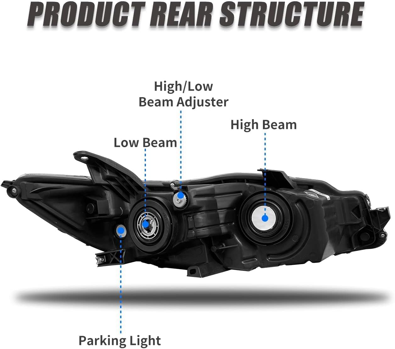 2015 2016 2017 Camry Headlight Assembly Headlights for 2015-2017 Toyota Camry Headlamp Replacement Left and Right - Chrome Housing Pair（W/O Bulbs）
