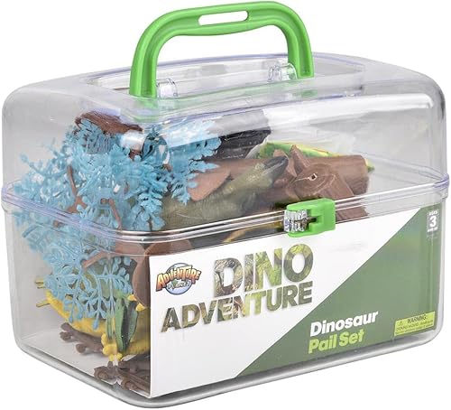 Miniatura 5 de Adventure Planet Juego de dinosaurios con estuche de transporte, 20 piezas