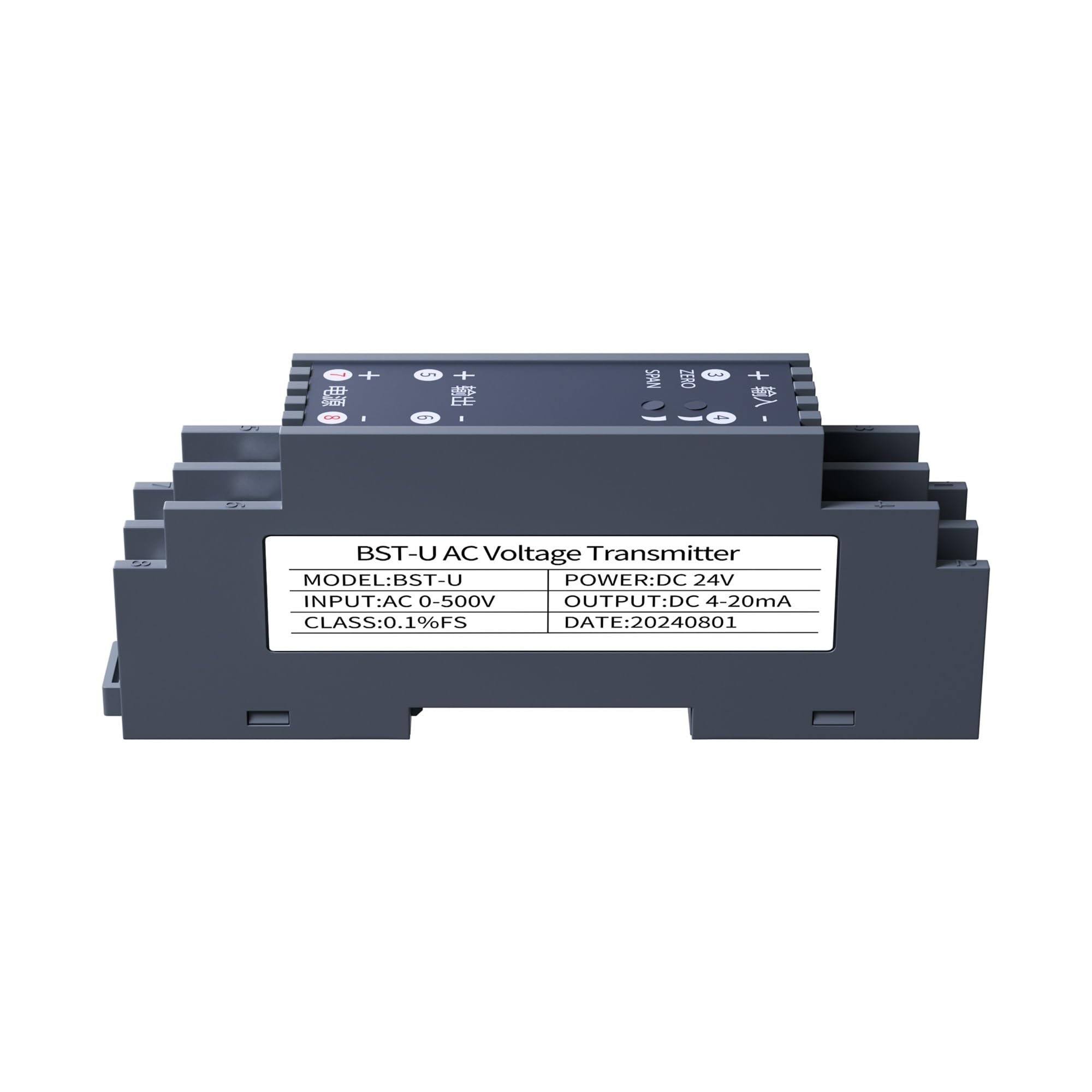 PVTLCYBI 1A5A10A AC Current Transducer 4-20ma Converter Module AC Input 0-500ma Current Transmitter AC Current Transducer DC24V(Input AC 0-5A,4-20mA)