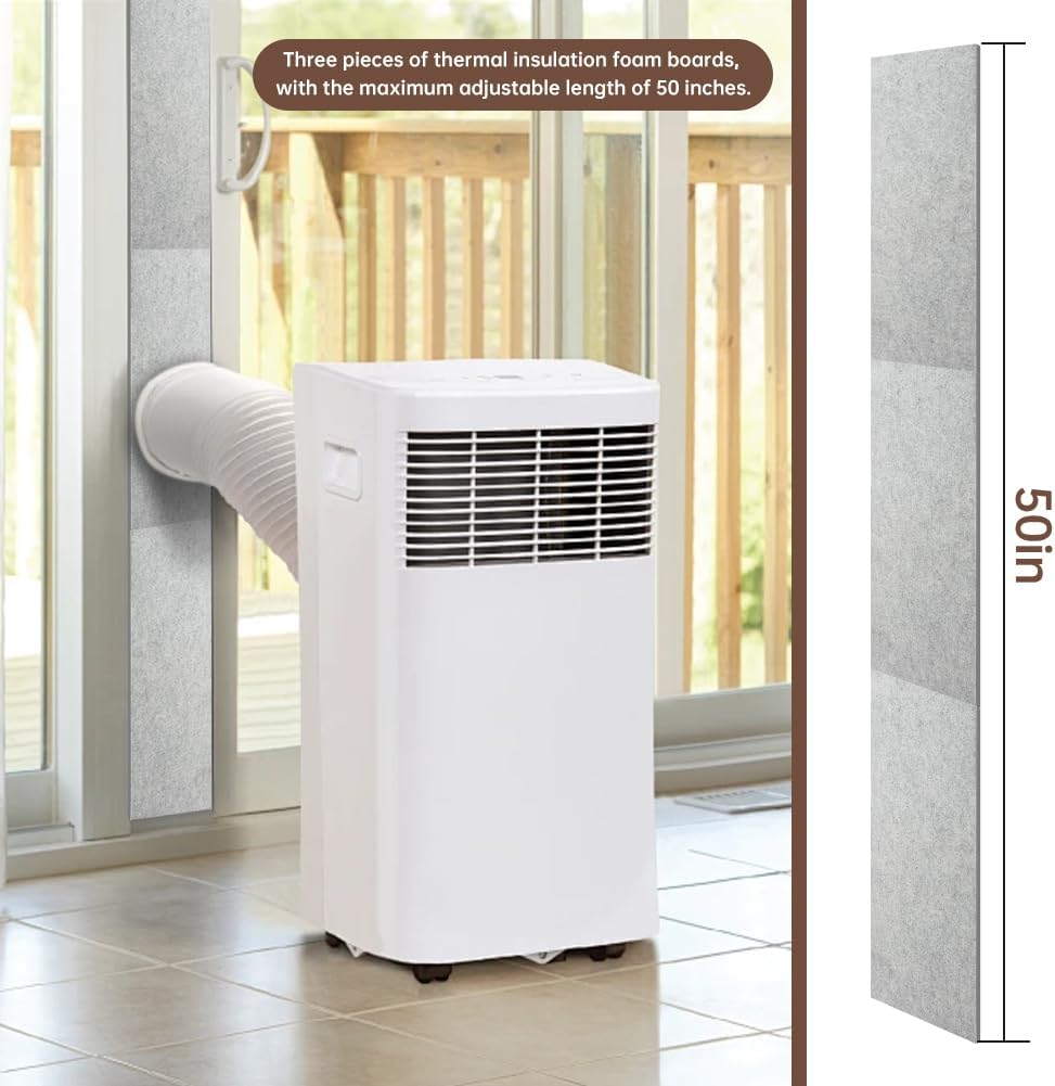 Double Layer Insulation Foam Panels, Portable Air Conditioner Window Vent Kit, Adjustable AC Window Seal Panels for Seal Heat, Fill Gap & Noise from Outside(3-Pack)