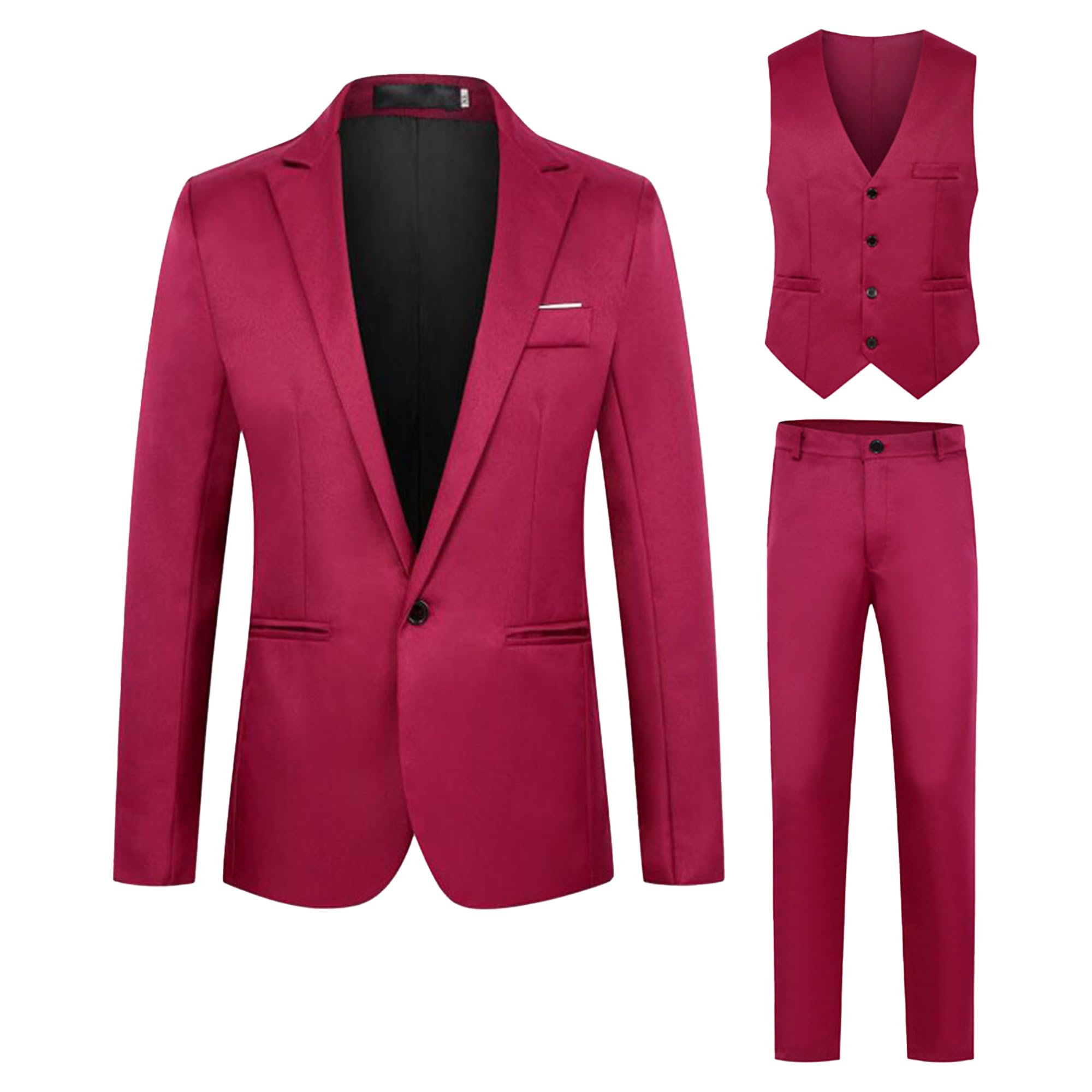 Mens 3-Piece Suit Shawl Lapel One Button Tuxedo Winter Slim Fit Dinner Jacket Formal Business Vest Pants Set