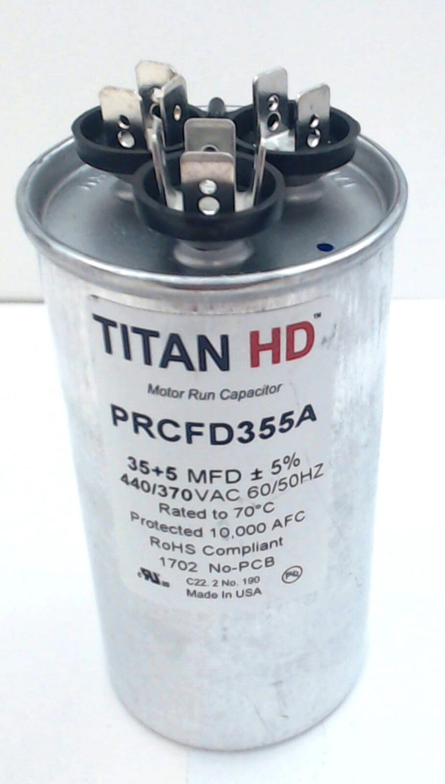 Replacement for fits Packard Titan HD Run Capacitor, Round, 35+5 Mfd, 440-370V, PRCFD355A
