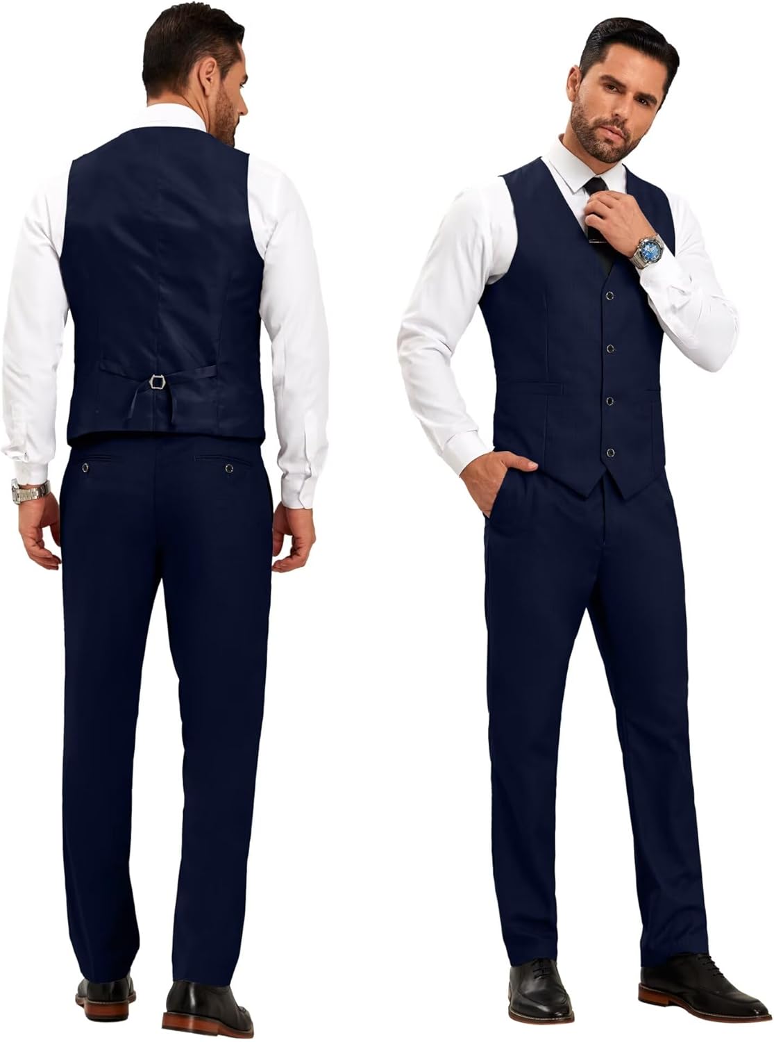 Mens Suit Slim Fit 3 Pieces Suit 1 Button Shawl Lapel Men Suit Blazer Jacket Vest Pants Bow Tie Pocket Square Brooch - Image 5