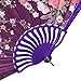 BABEYOND Spanish Floral Folding Hand Fan Vintage Handheld Lace Folding Fan with Different Patterns Fabric Folding Fan for Wedding Dancing Party (Chinese Rose-3), 8-Pack