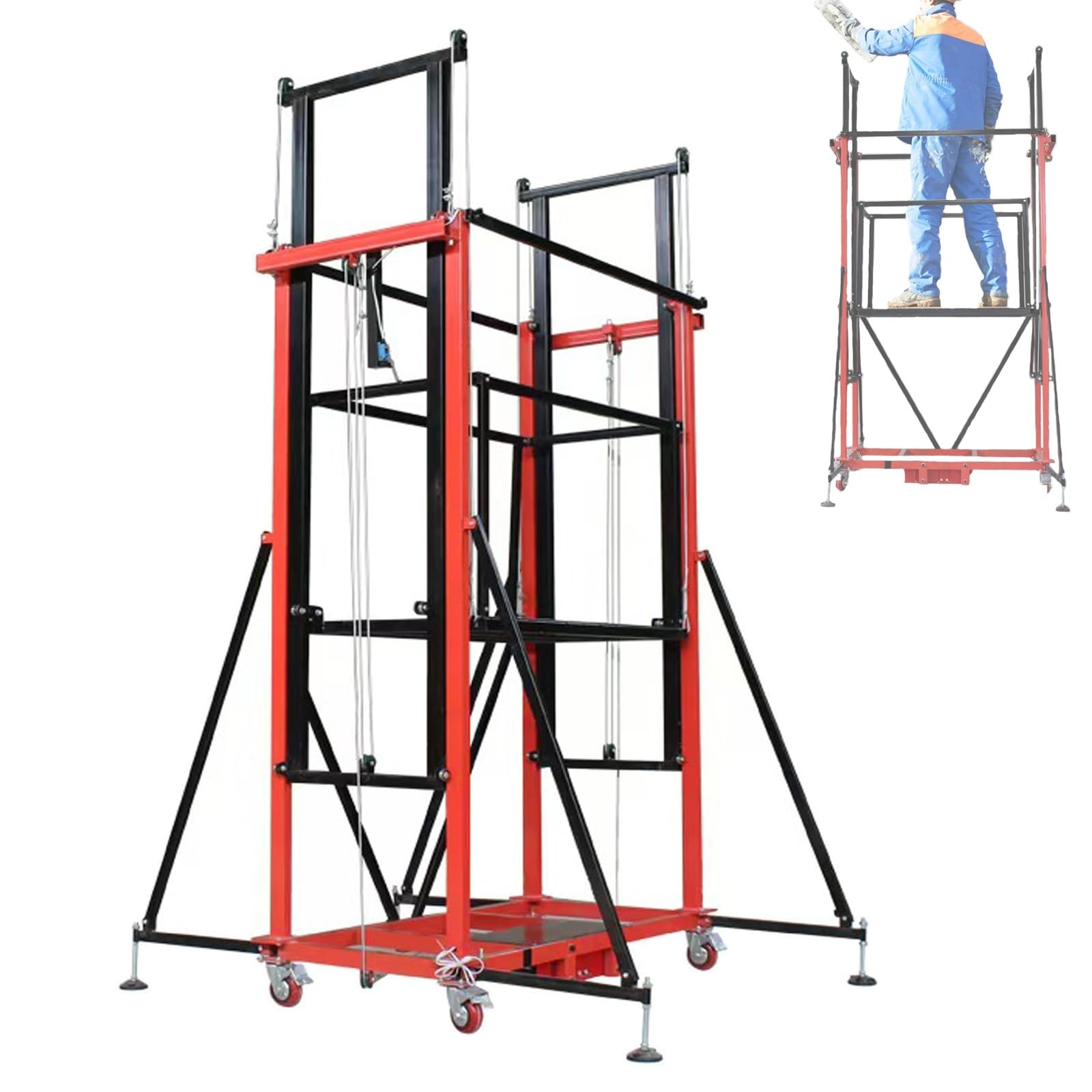 Tabella di sollevamento elettrica dell'impalcatura, ascensore pieghevole mobile, carico massimo 300KG, piattaforma di lavoro elevata con telecomando per cantieri