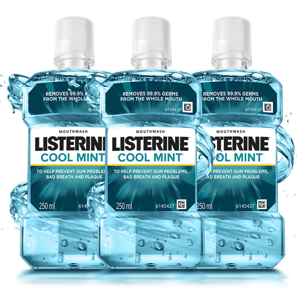 Cool Mint Mouthwash Liquid, Removes 99.9% Germs, 250ml Combo Pack of 3 (Buy 2 Get 1 Free)