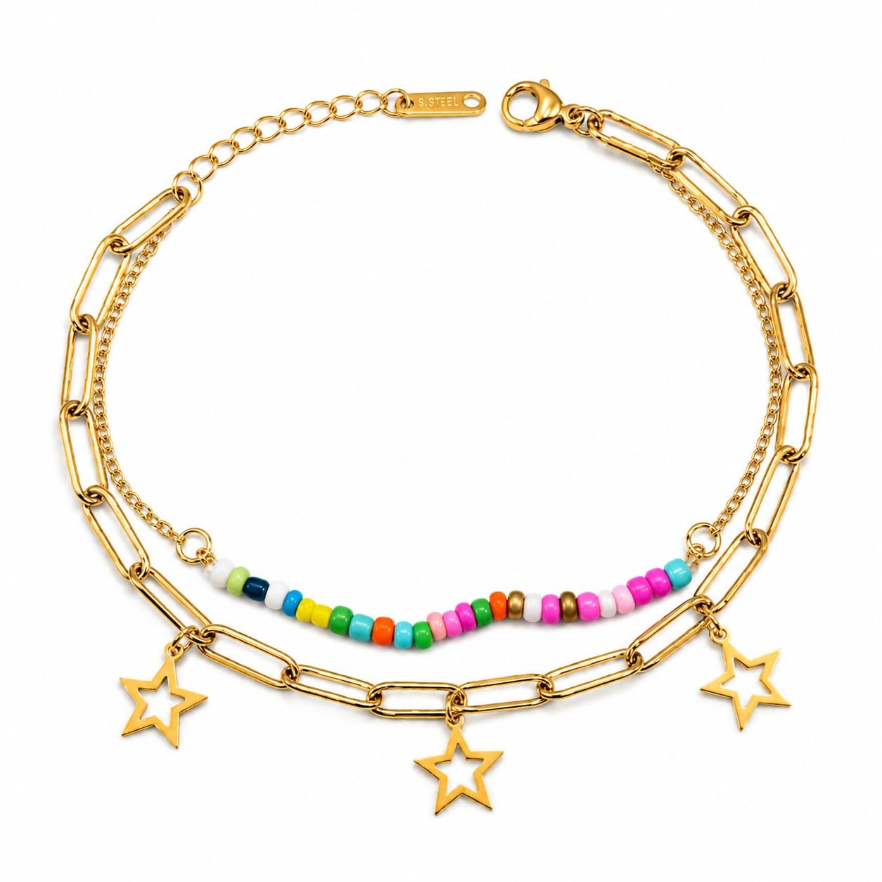 meenaz Anklet for Women Boho Infinity Payal Resin Beach Ankle Bracelet with Gold Starfish Charm Adjustable White Seed Beads Coastal Summer Jewelry for Vacation Paayal Pattilu Pajeb Payel Ankle Chain 10-picture-36