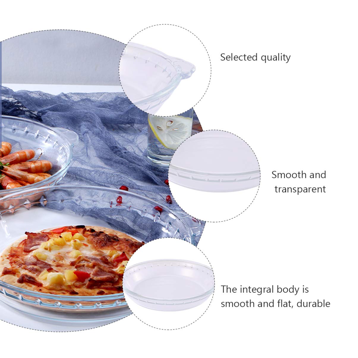 Portionsteller, Unterteilte Essteller, Der Diät-Kontrollteller, Pizzaform aus Glas, Kuchenform Glas: Wiederverwendbare Kuchenbackplatten mit Griffen, Transparente runde Backform